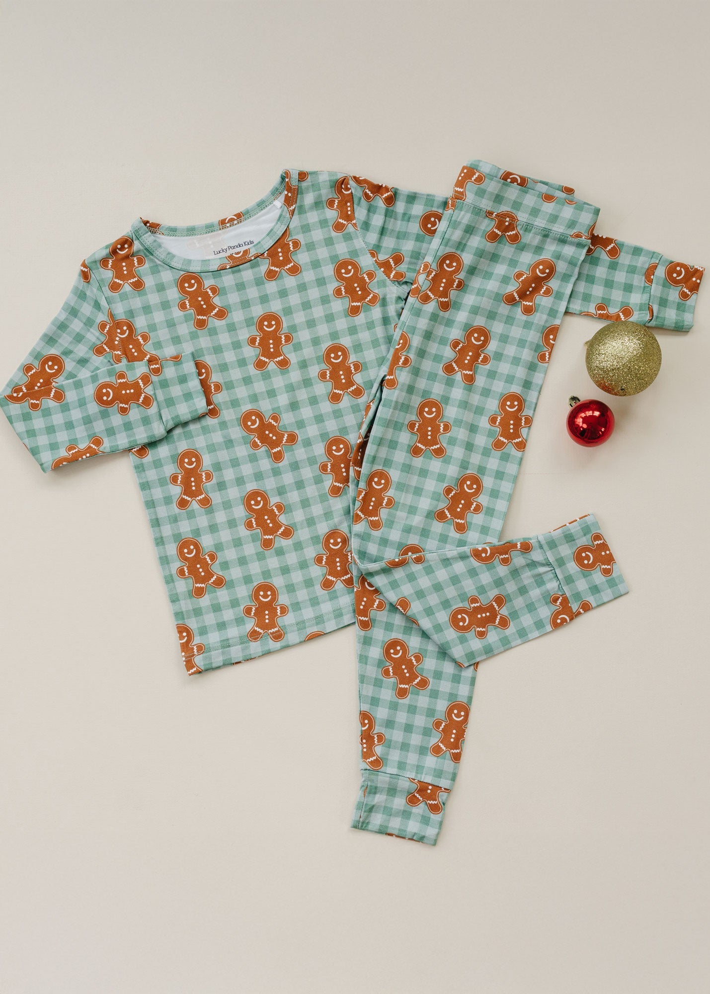 gingerbread gingham bamboo pajamas // LONG-SLEEVE TWO-PIECE SET
