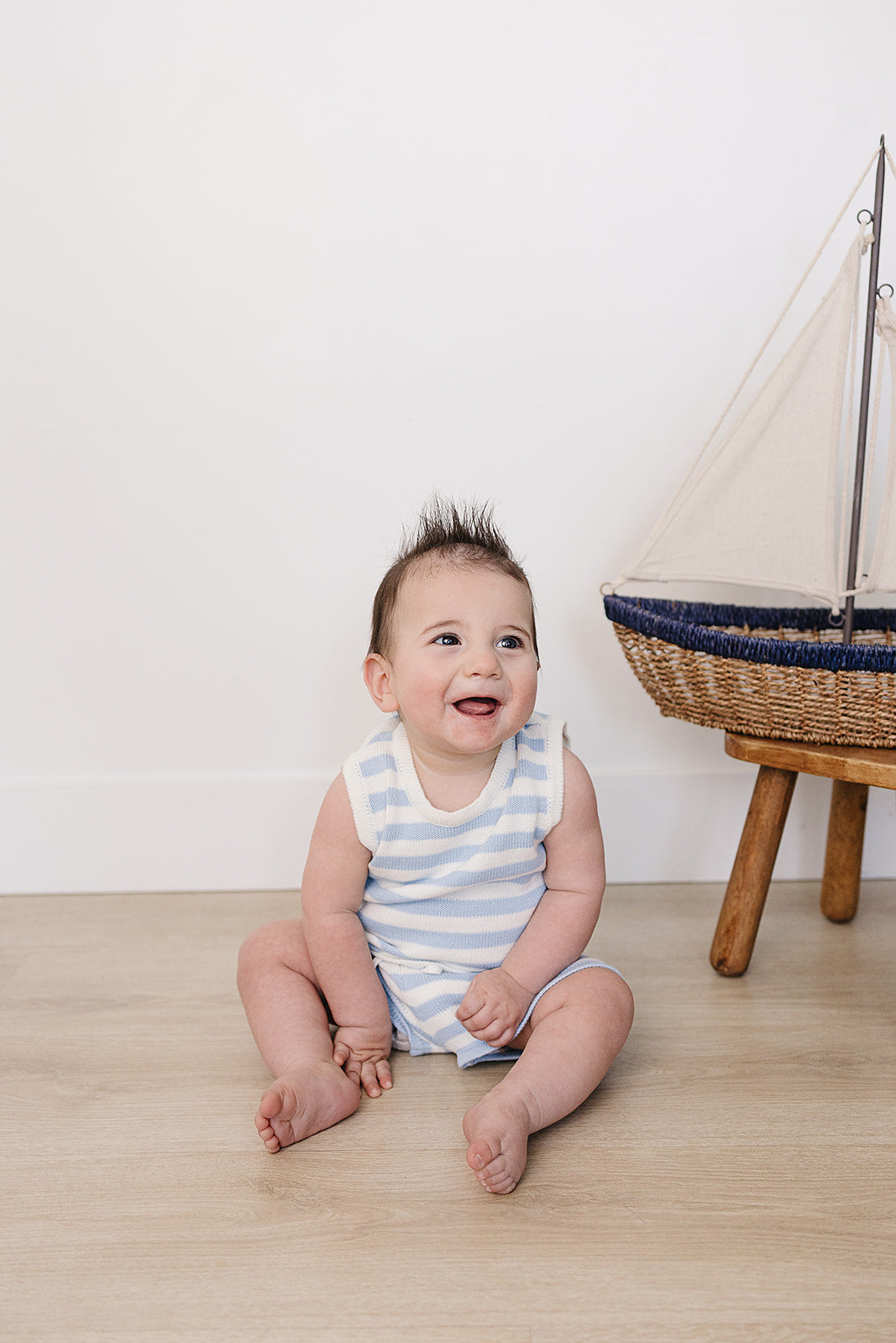 blue stripe knit short tank set
