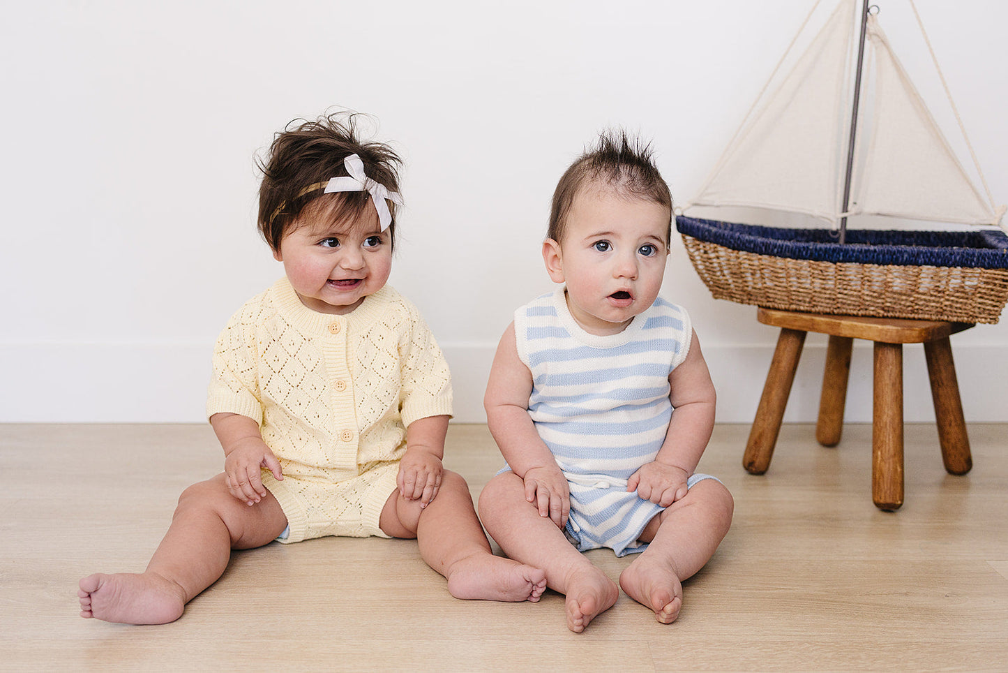 blue stripe knit short tank set