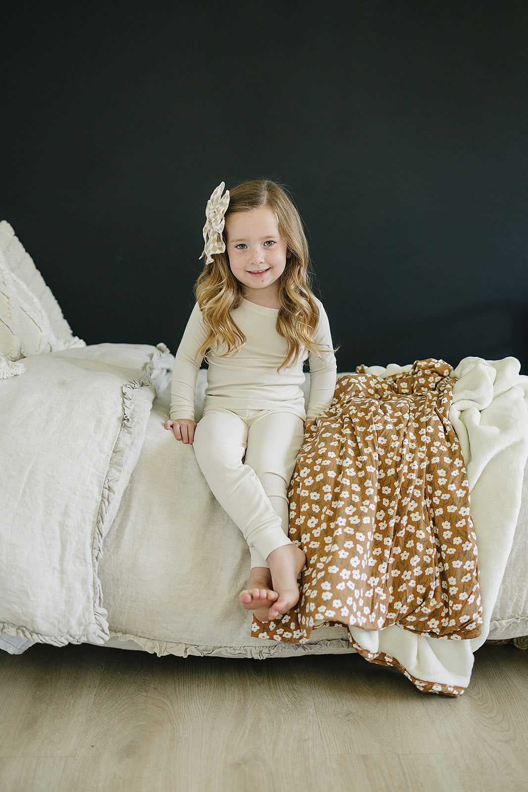 bamboo fleece quilt // mustard floral