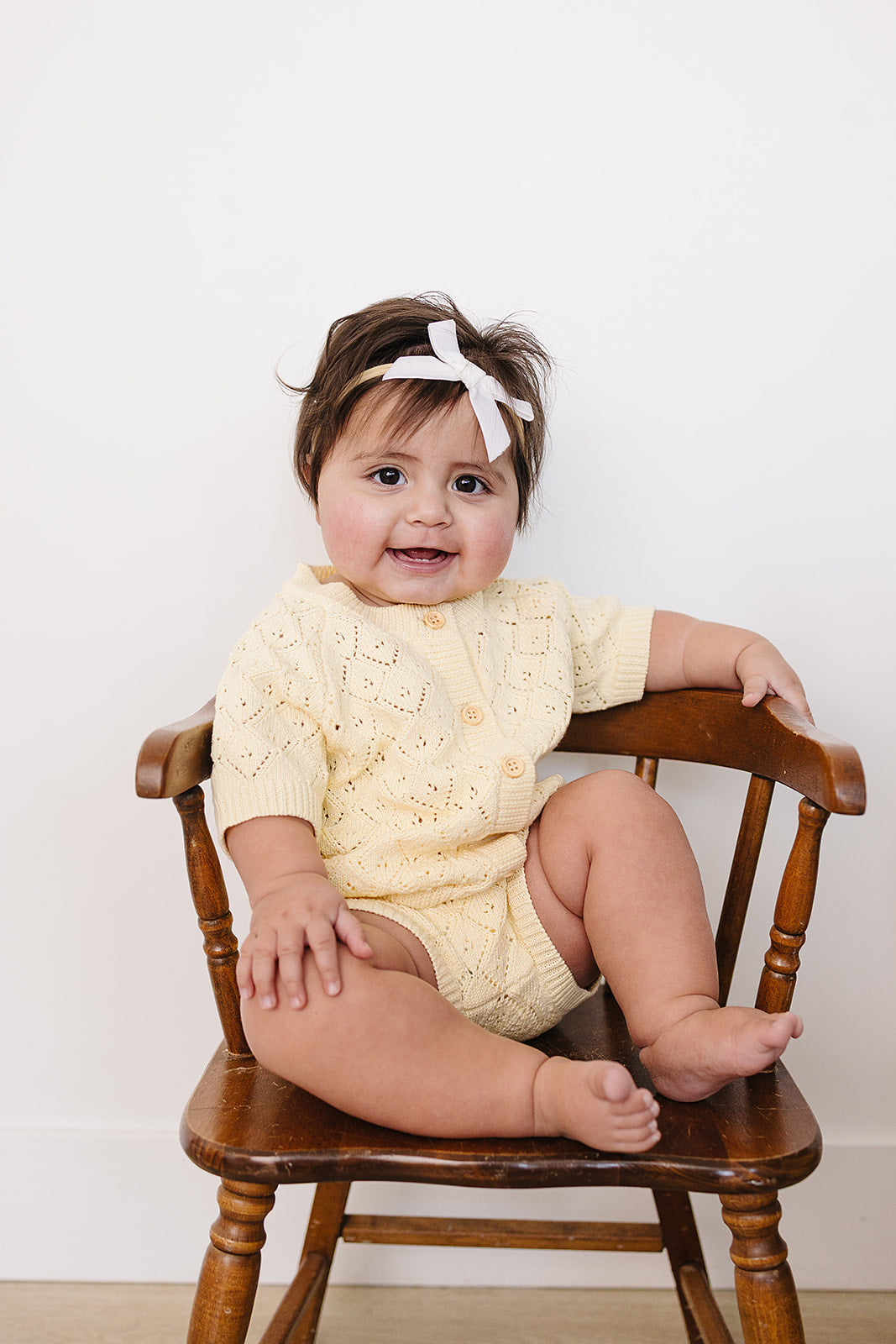 butter yellow knit cardigan bloomer set