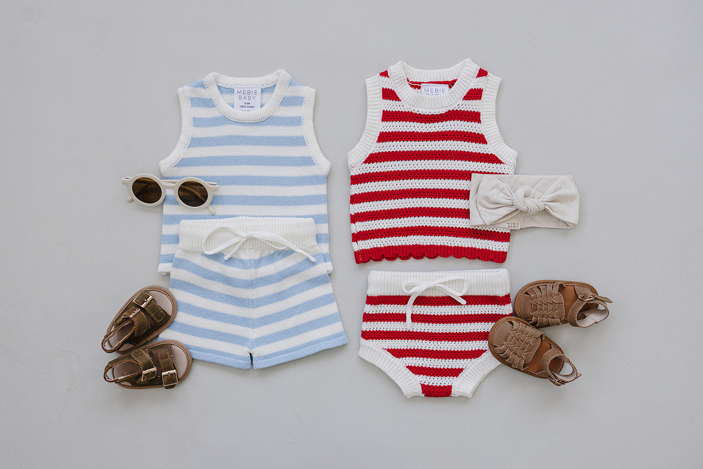 red stripe knit bloomer tank set