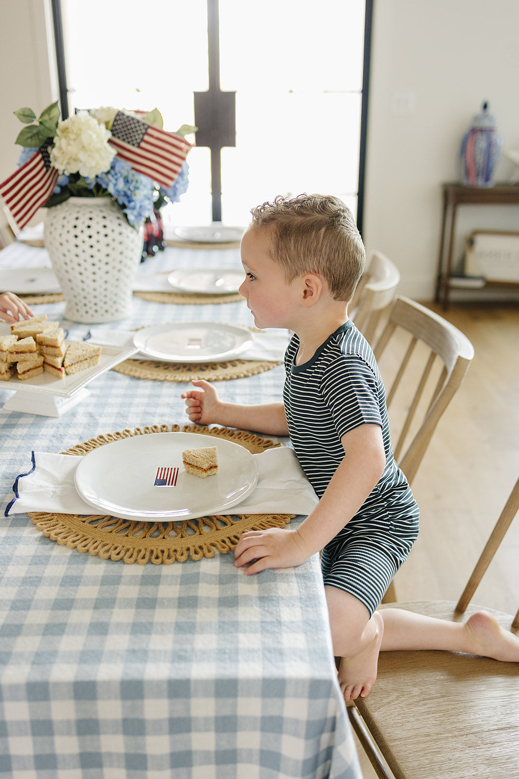 navy striped ribbed bamboo pajamas // SHORT-SLEEVE AND SHORTS SET (sizing up to 9/10)