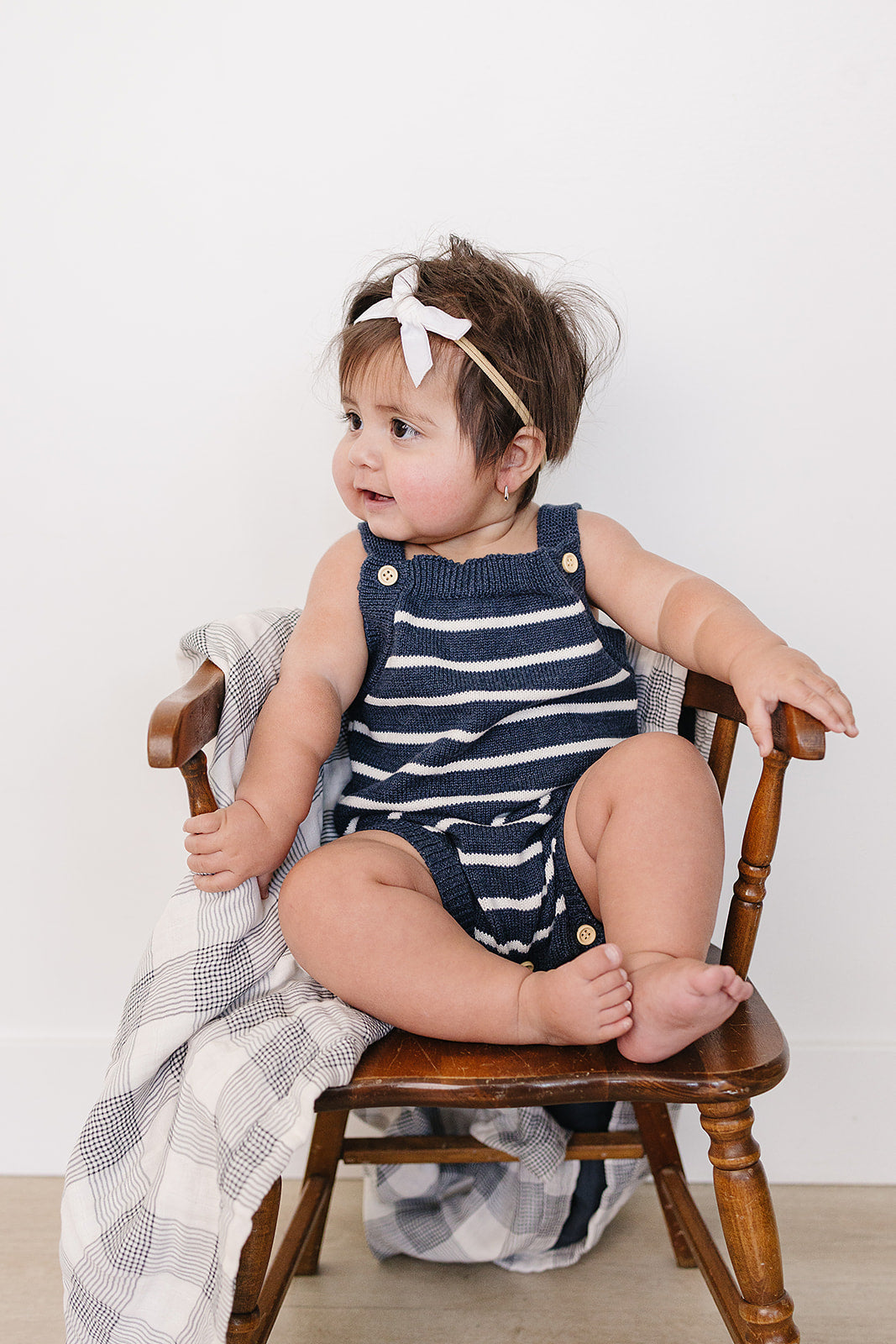 nautical stripe knit bubble romper