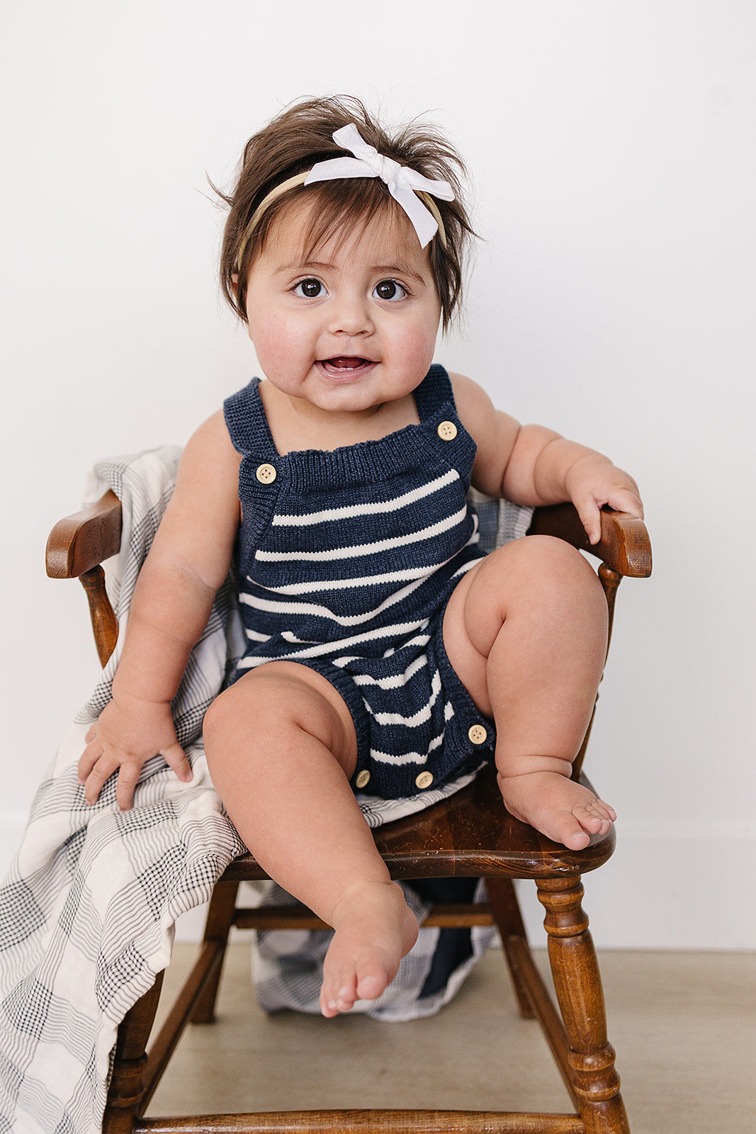 nautical stripe knit bubble romper