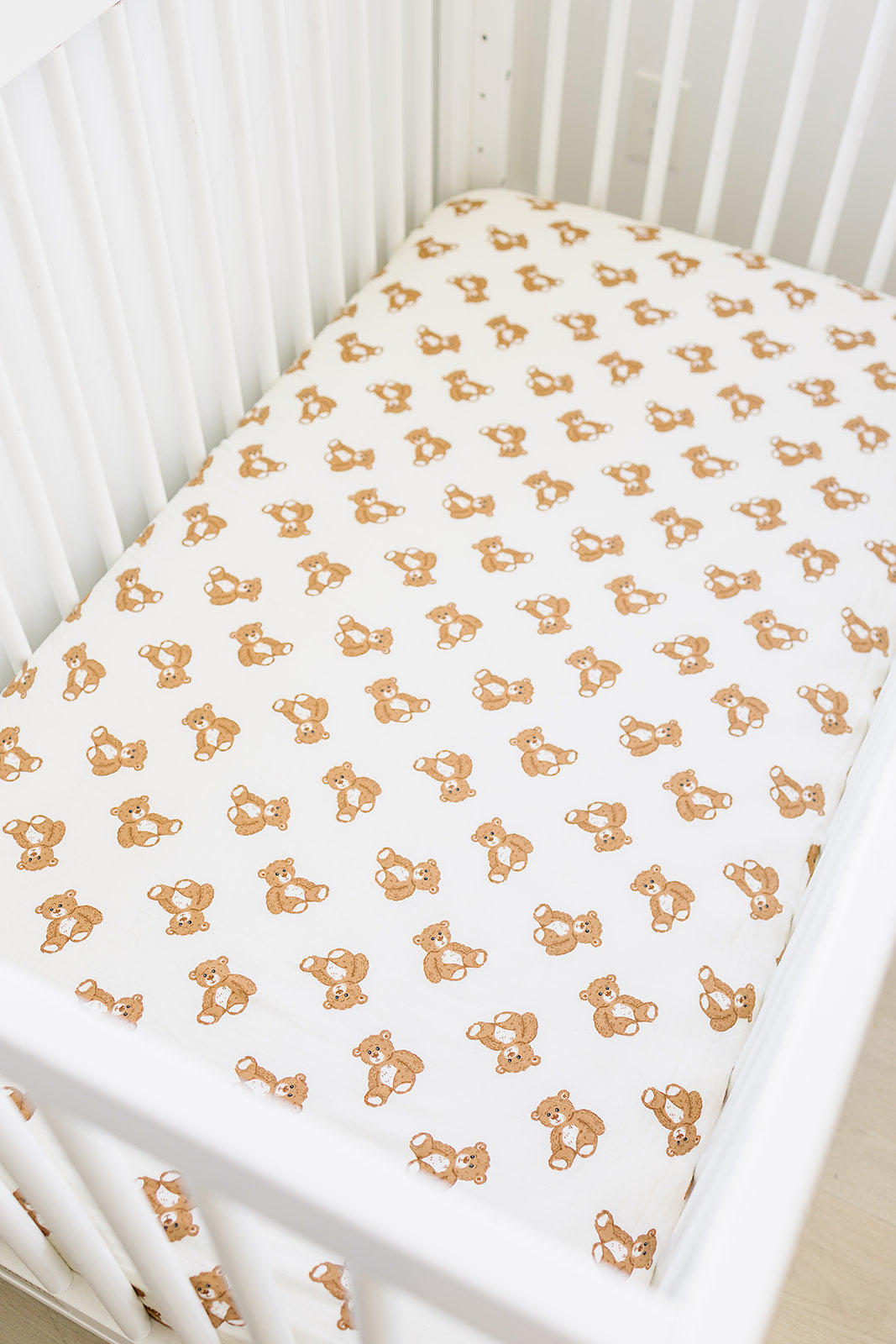 muslin crib sheet // teddy bear