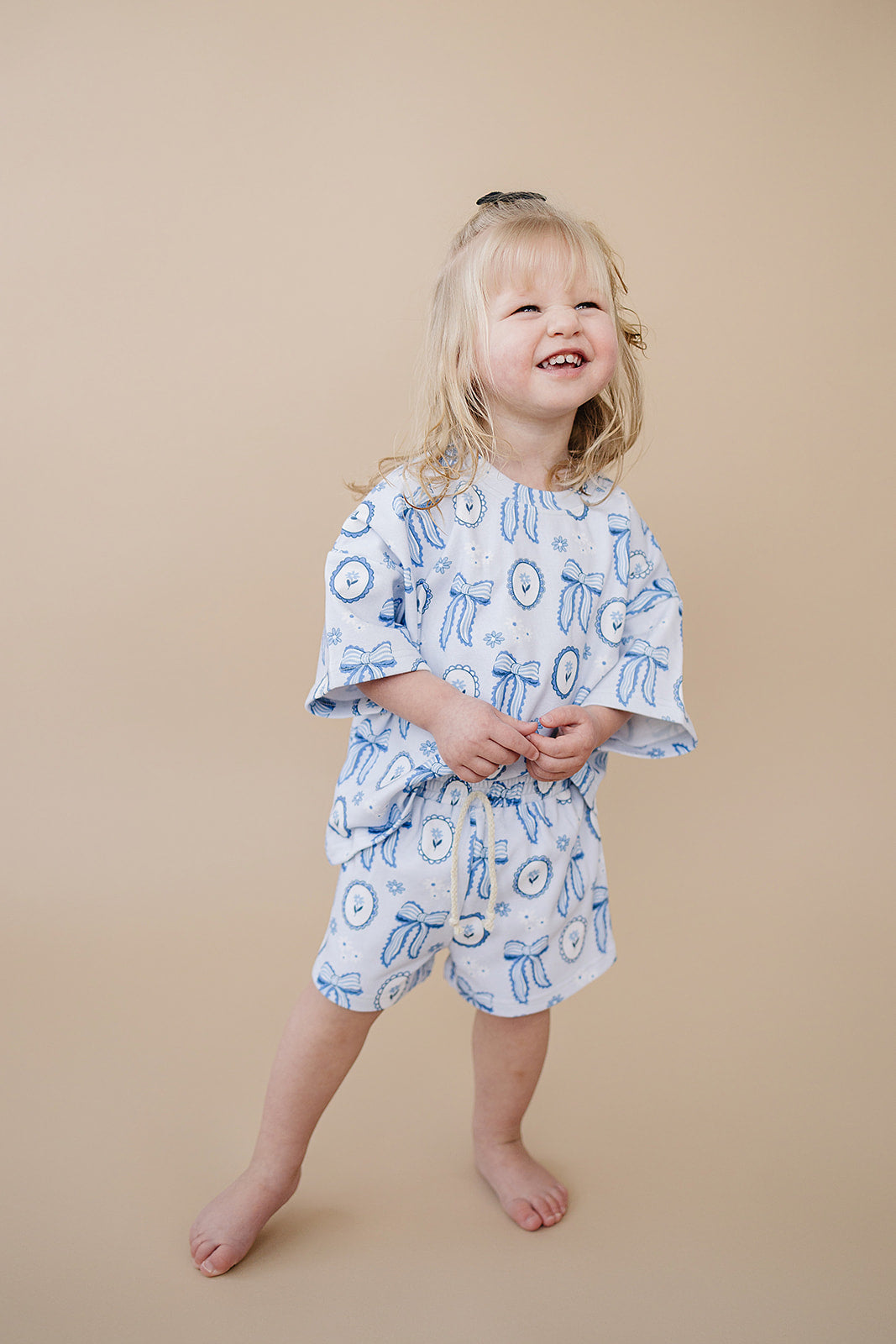 shorts set // blue bow