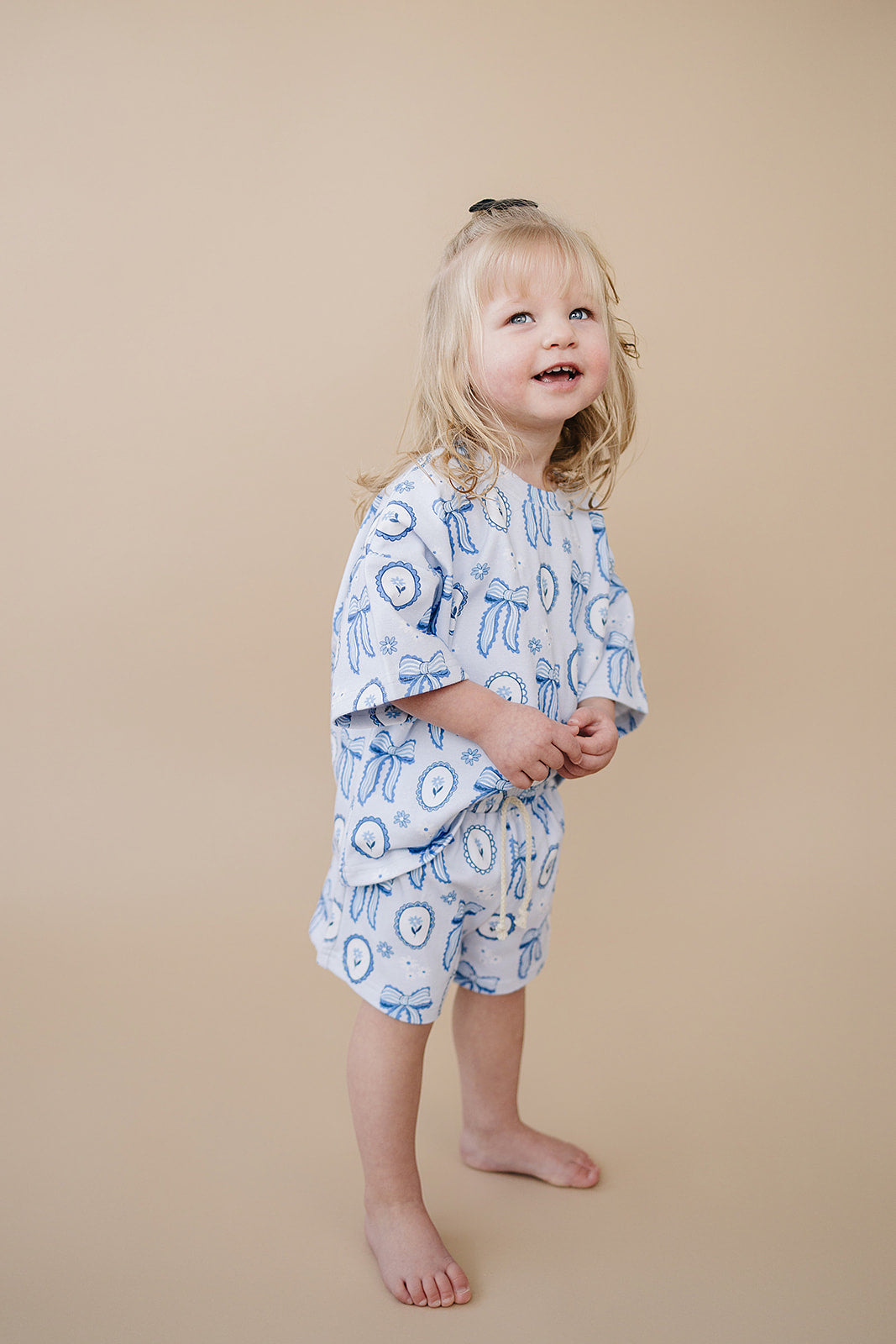 shorts set // blue bow