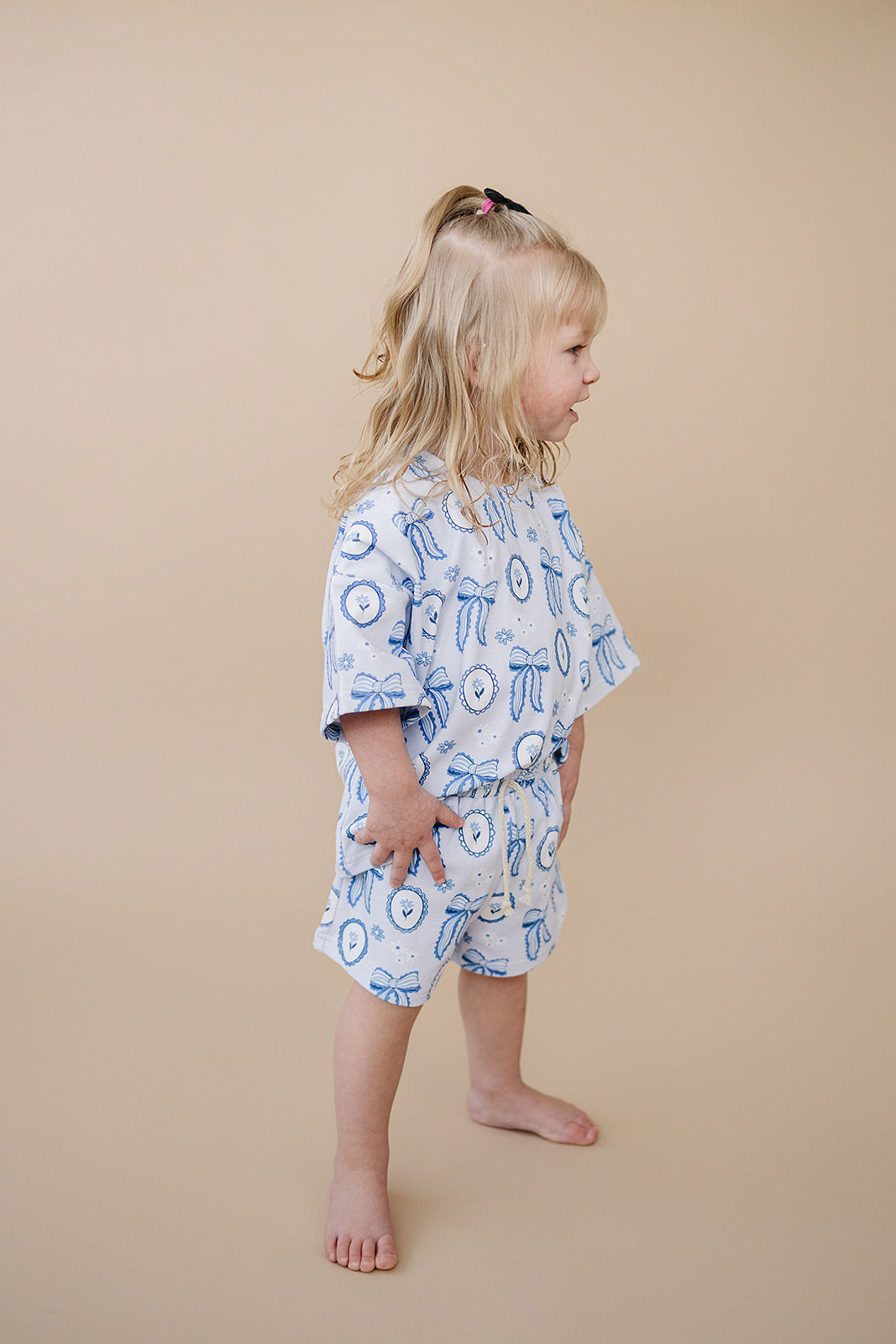 shorts set // blue bow