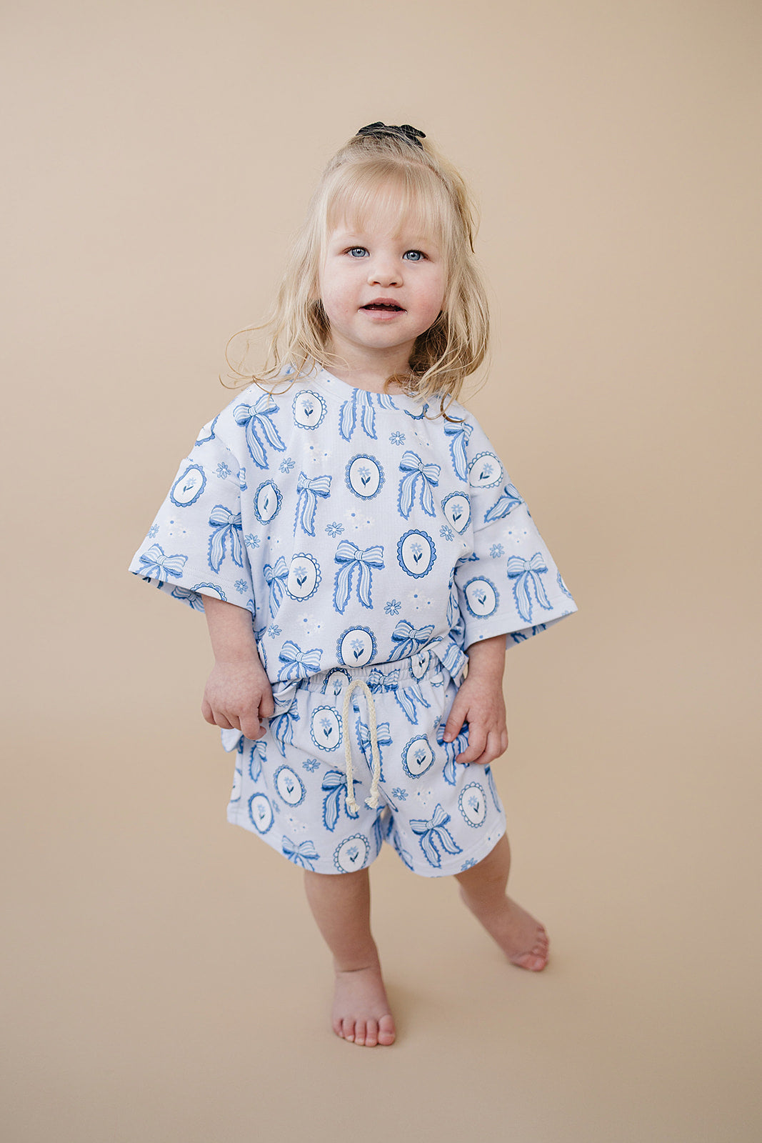 shorts set // blue bow