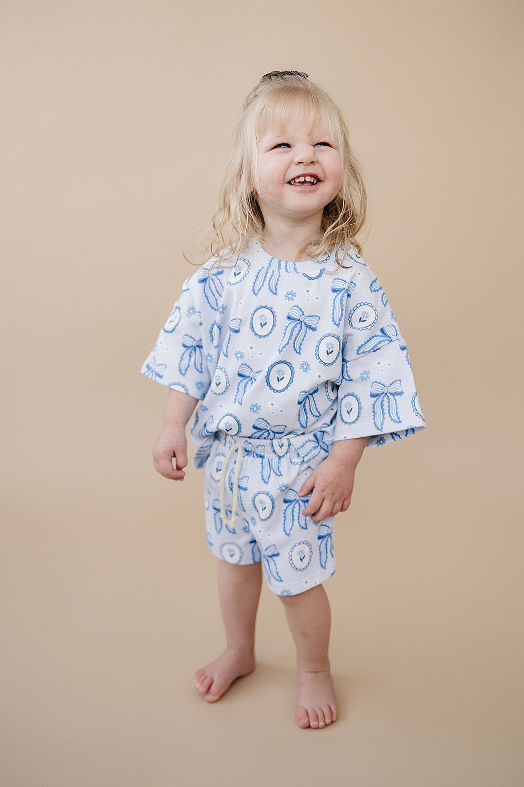 shorts set // blue bow