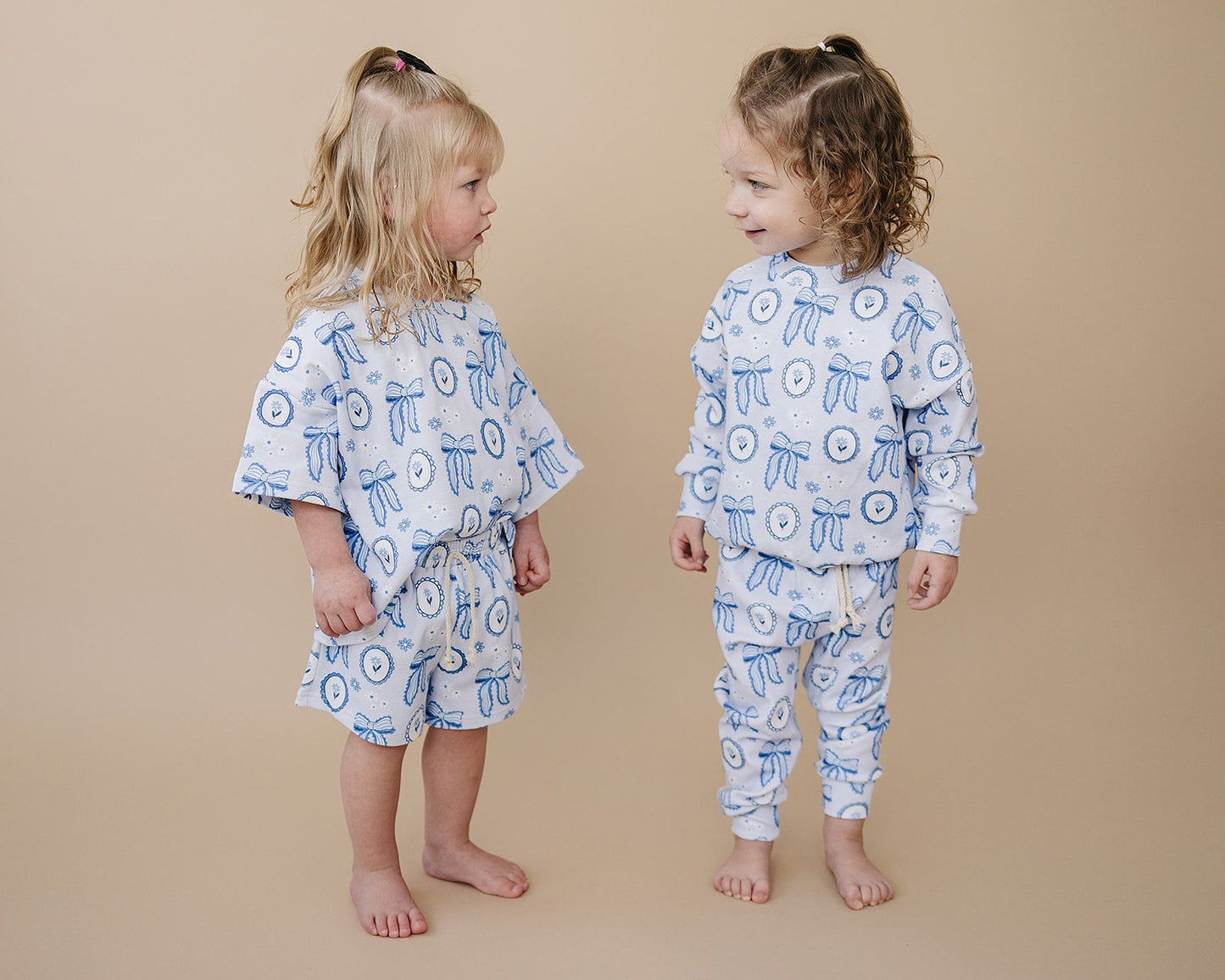 shorts set // blue bow