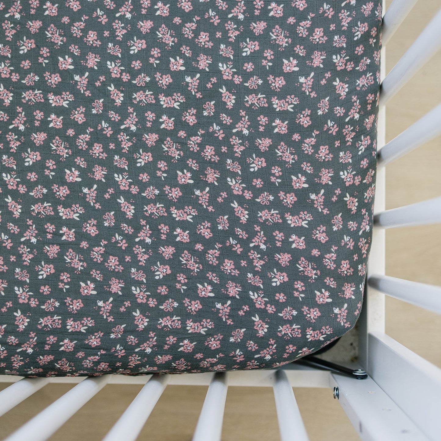 muslin crib sheet // olive bloom