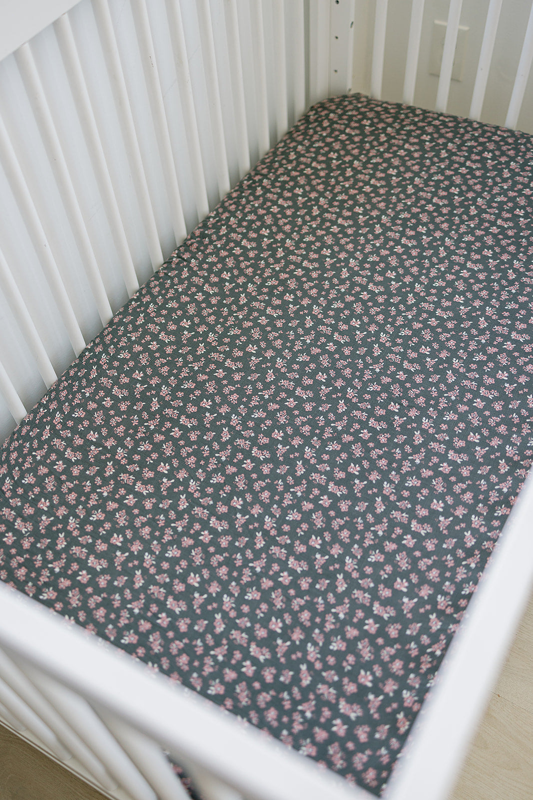 muslin crib sheet // olive bloom