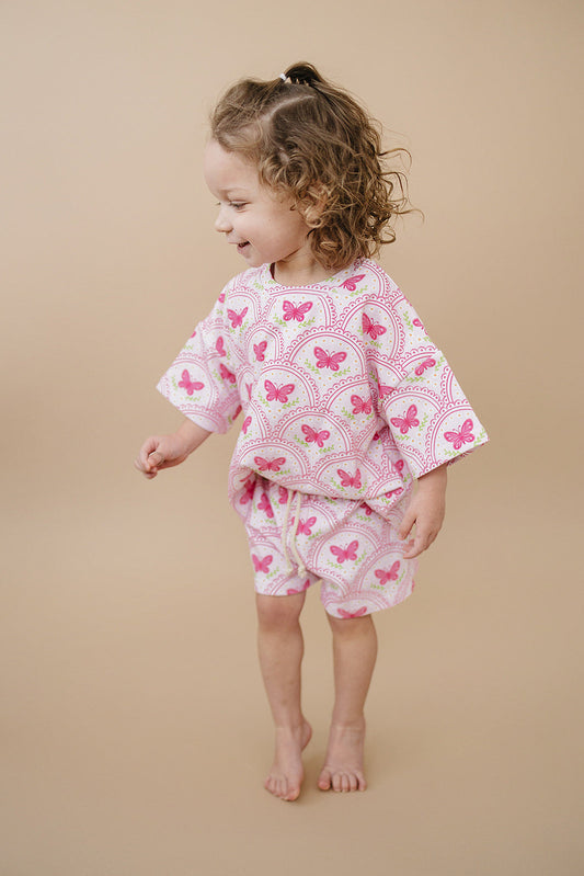 shorts set // pink butterfly
