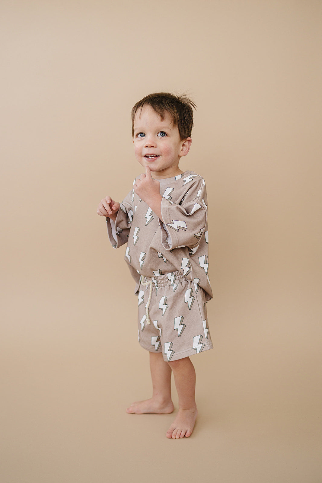 shorts set // electric beige