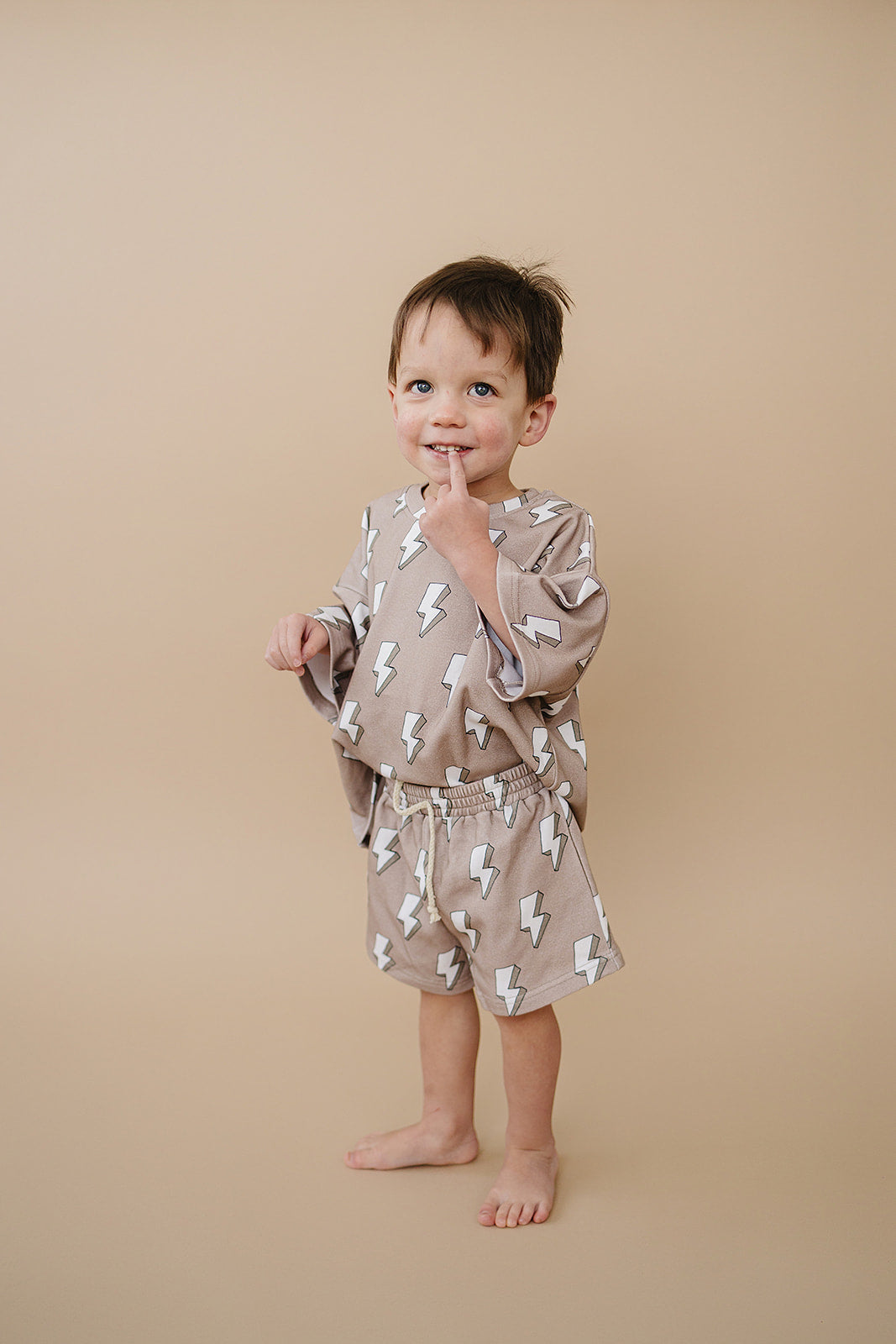 shorts set // electric beige