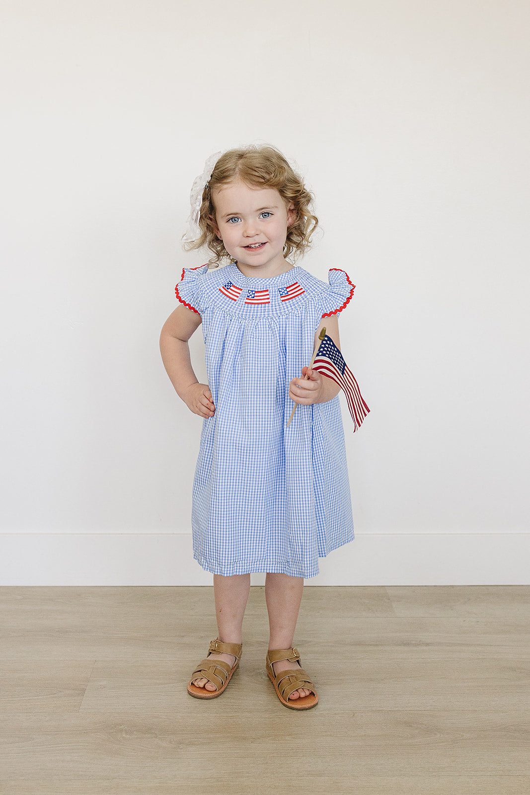 american flag gingham smocked dress