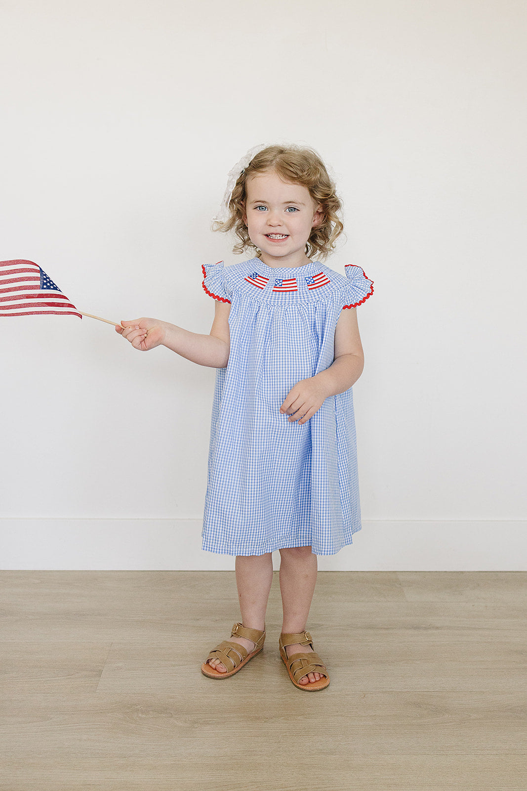 american flag gingham smocked dress