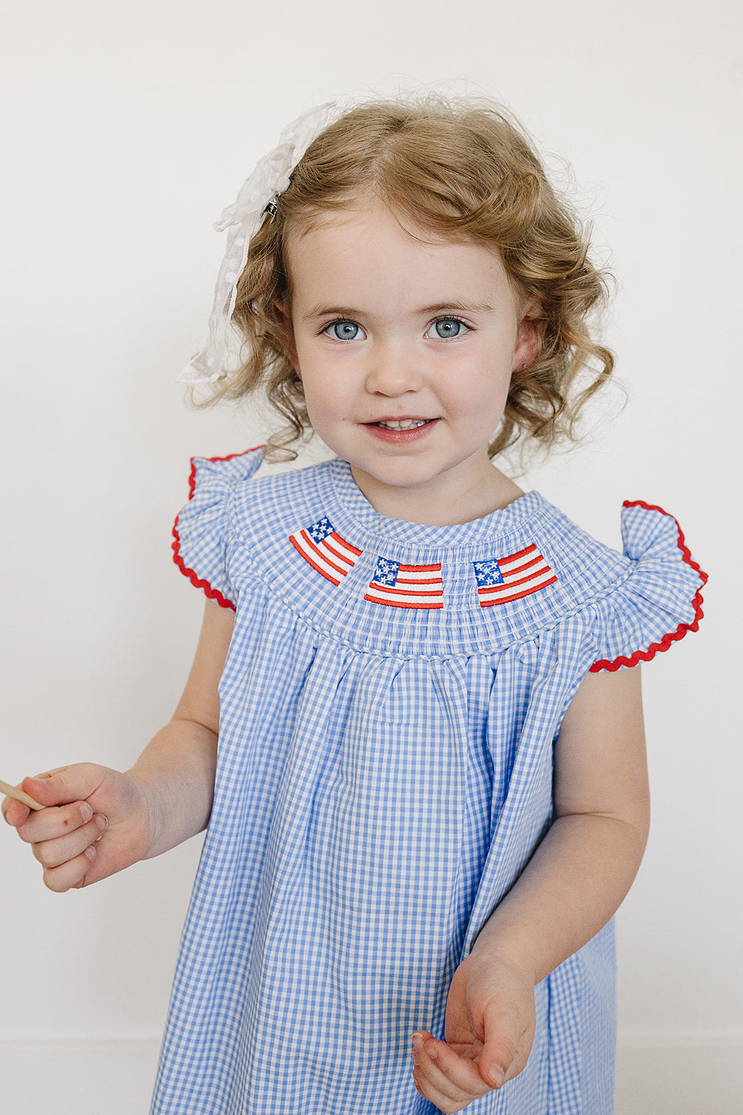 american flag gingham smocked dress