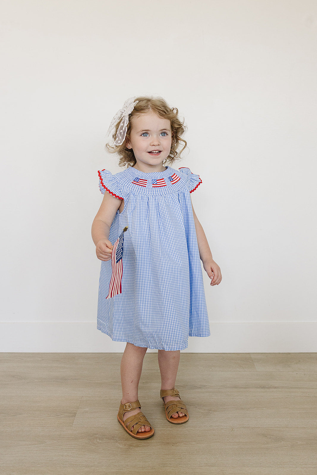 american flag gingham smocked dress