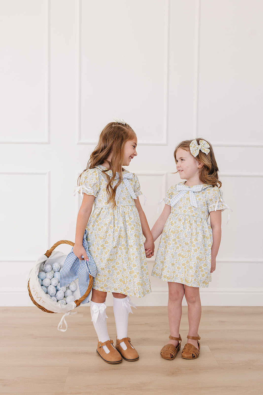 easter hair bows // blue bunny and sunny floral