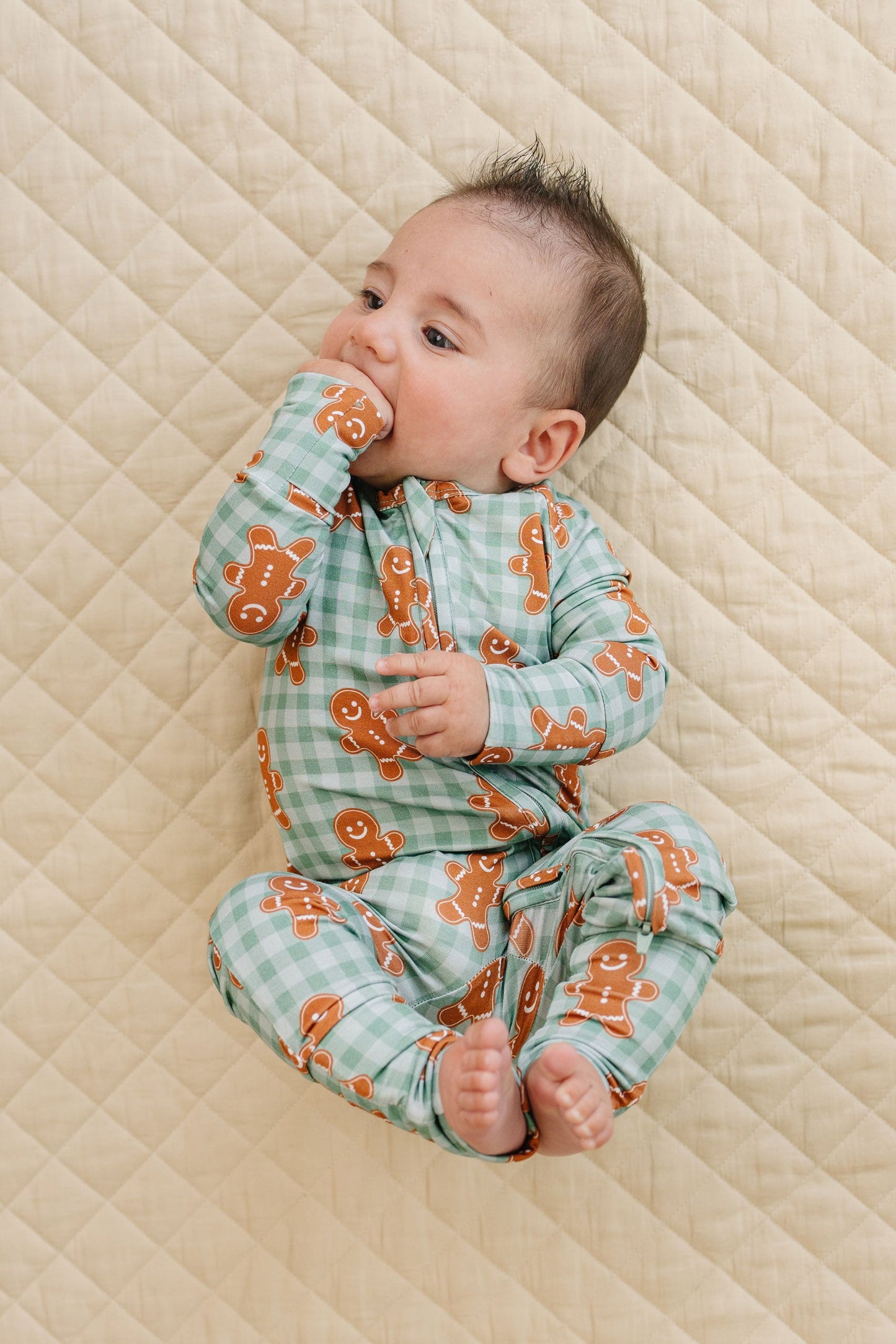 gingerbread gingham bamboo pajamas // ZIPPY