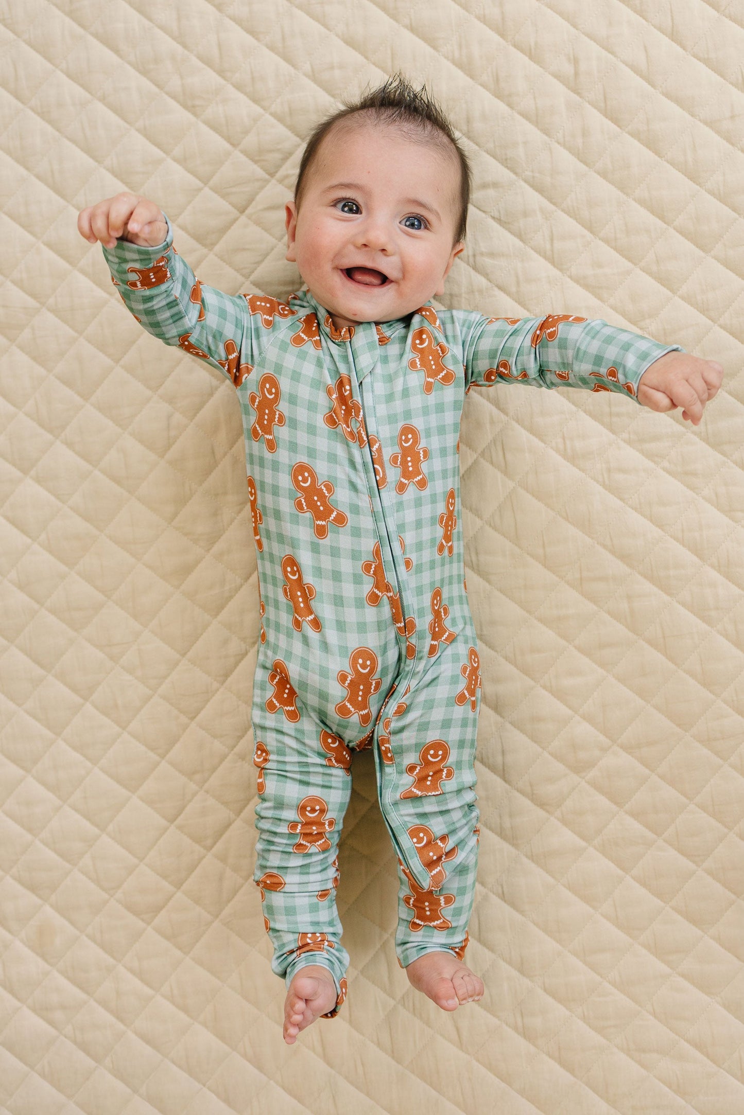 gingerbread gingham bamboo pajamas // ZIPPY