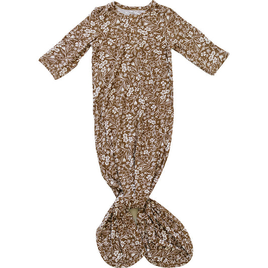 ribbed bamboo knot gown // brown floral