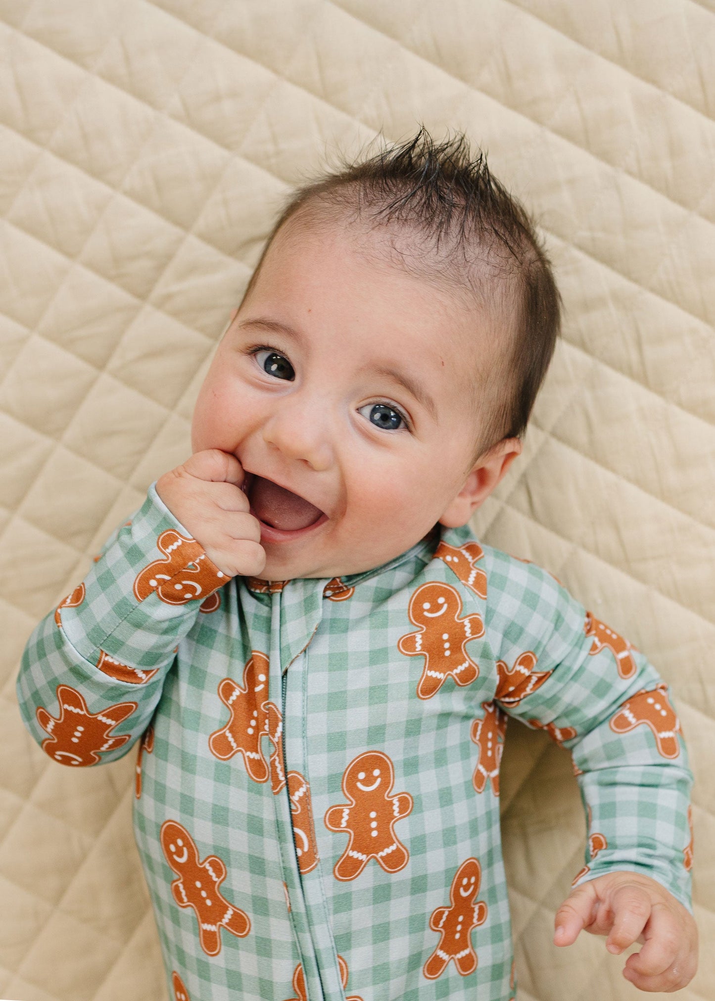 gingerbread gingham bamboo pajamas // ZIPPY