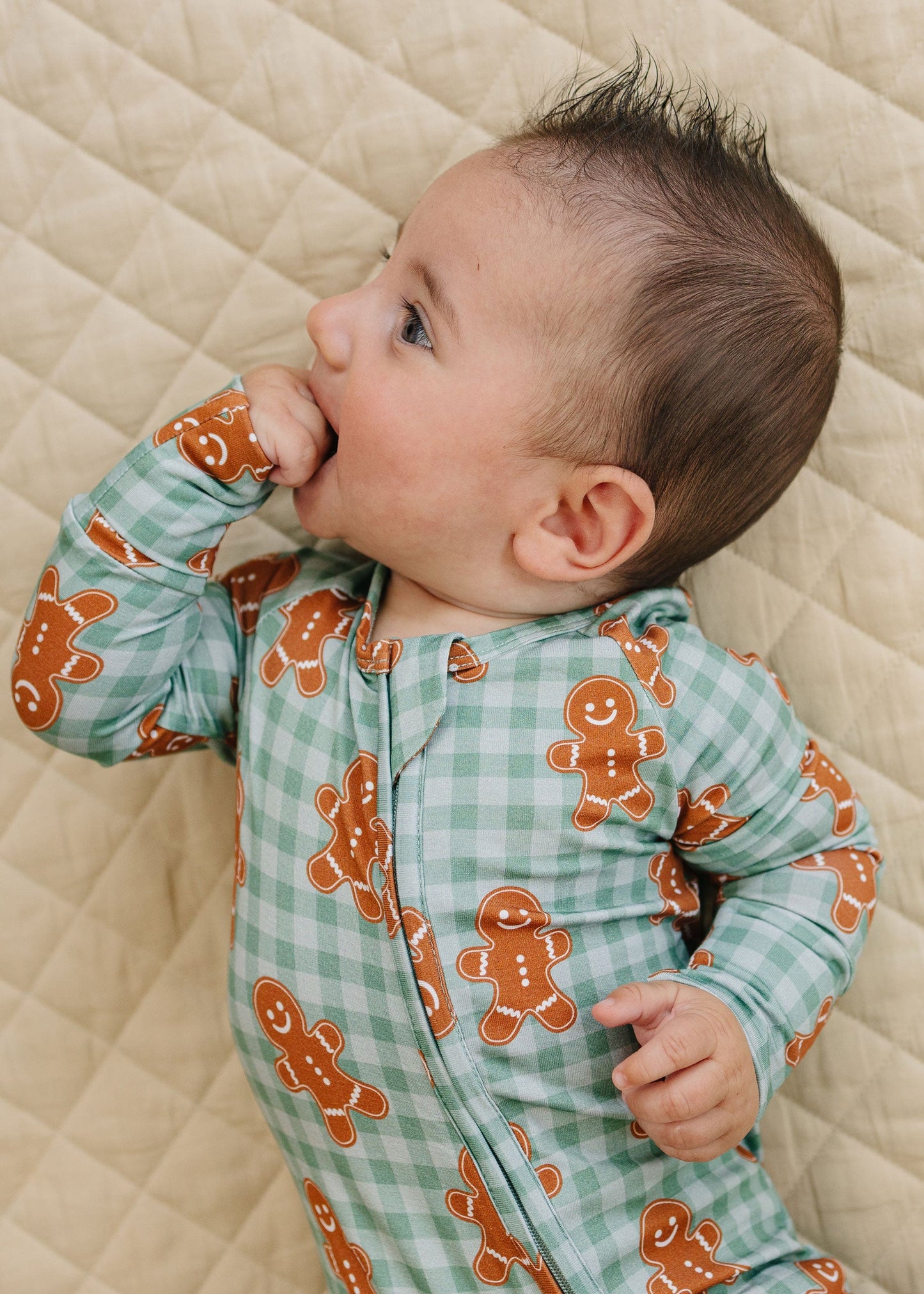 gingerbread gingham bamboo pajamas // ZIPPY