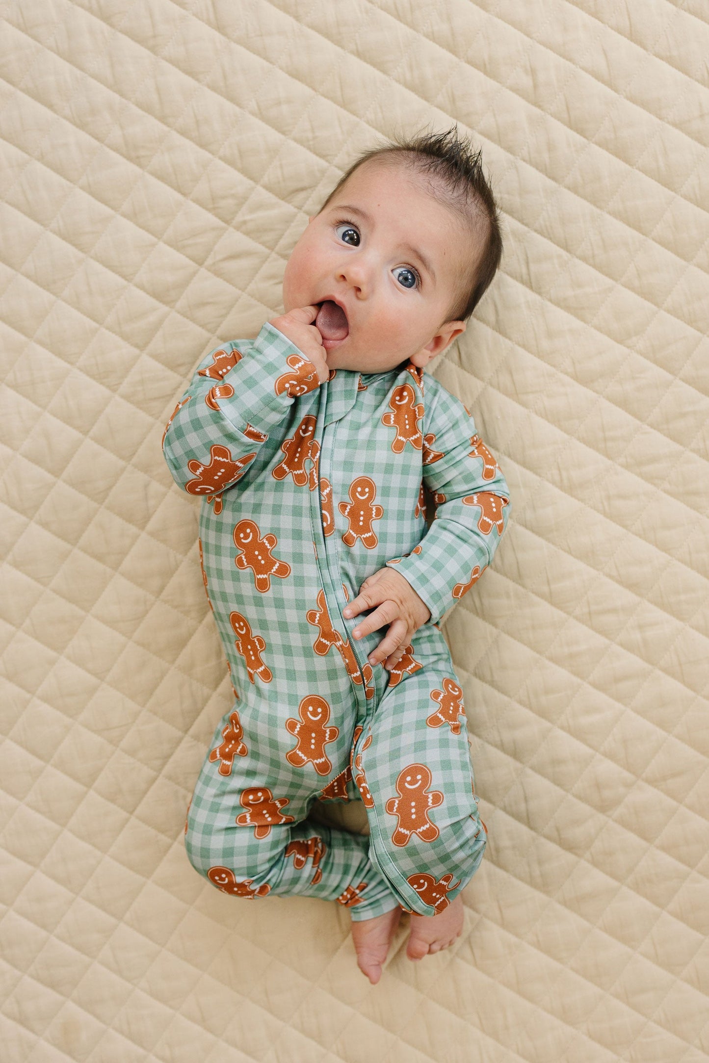 gingerbread gingham bamboo pajamas // ZIPPY