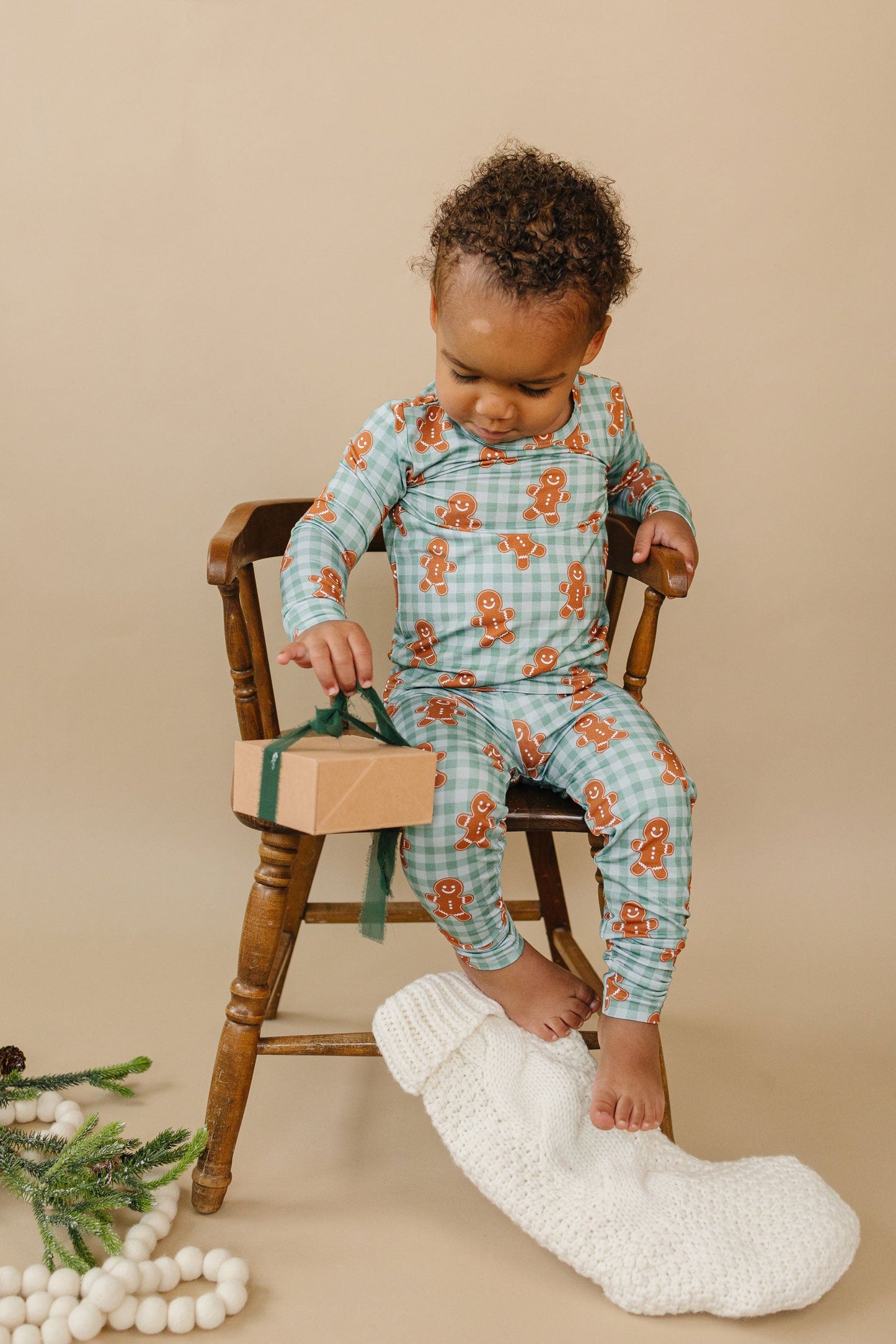 gingerbread gingham bamboo pajamas // LONG-SLEEVE TWO-PIECE SET