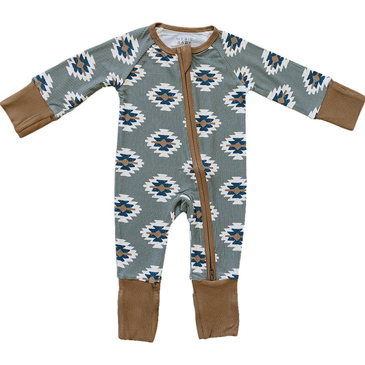 southwest aztec ribbed bamboo pajamas // ZIPPY