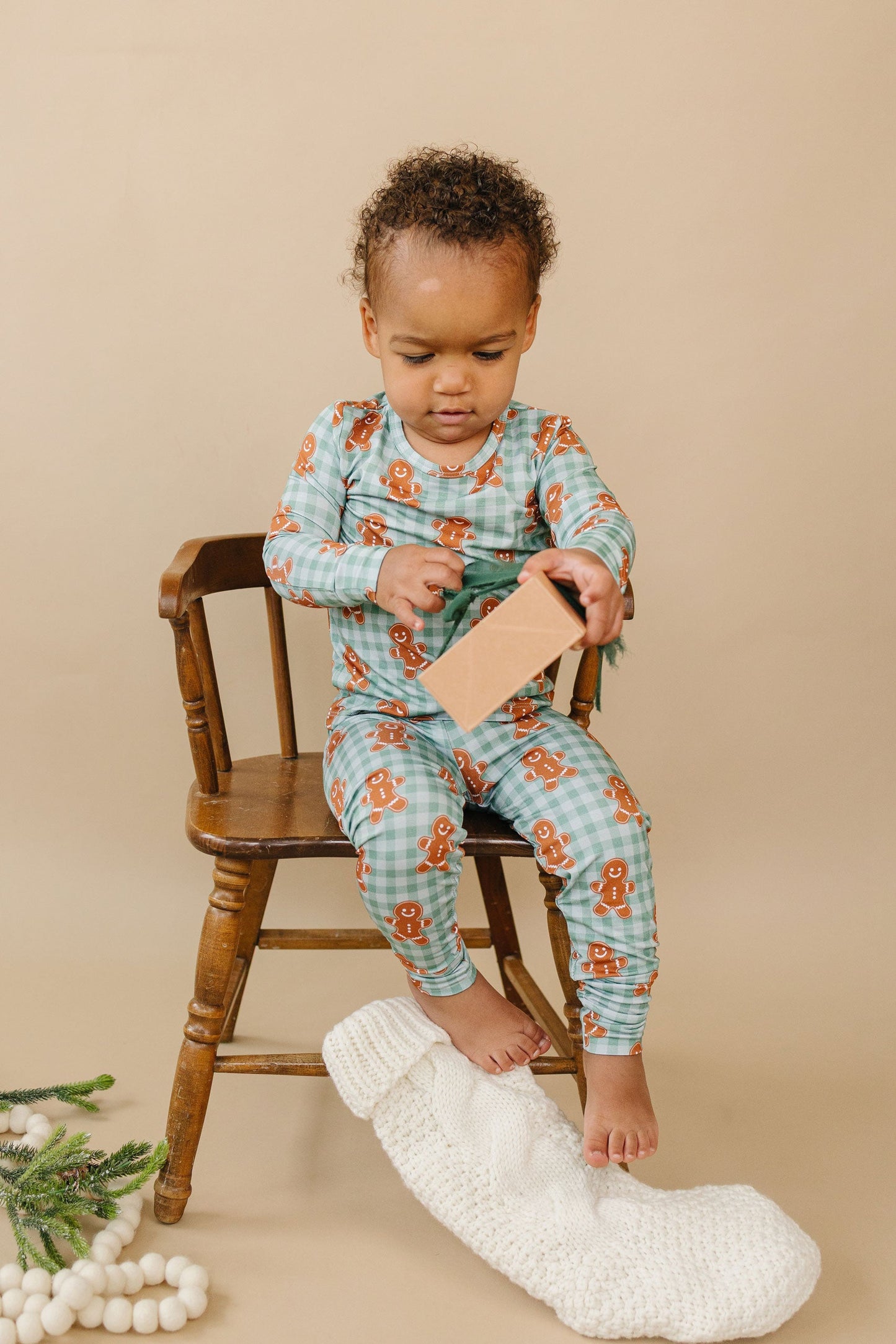 gingerbread gingham bamboo pajamas // LONG-SLEEVE TWO-PIECE SET