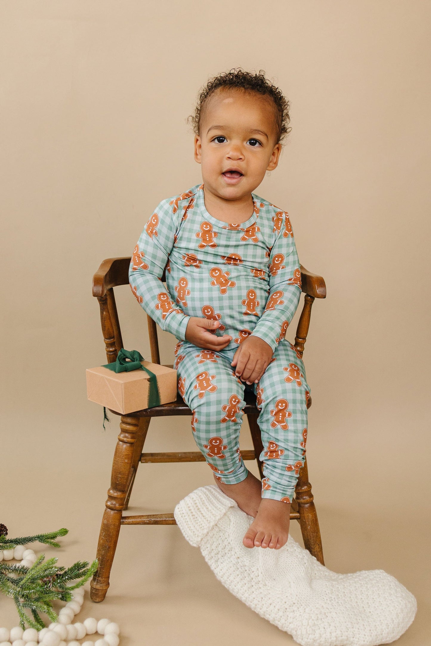 gingerbread gingham bamboo pajamas // LONG-SLEEVE TWO-PIECE SET