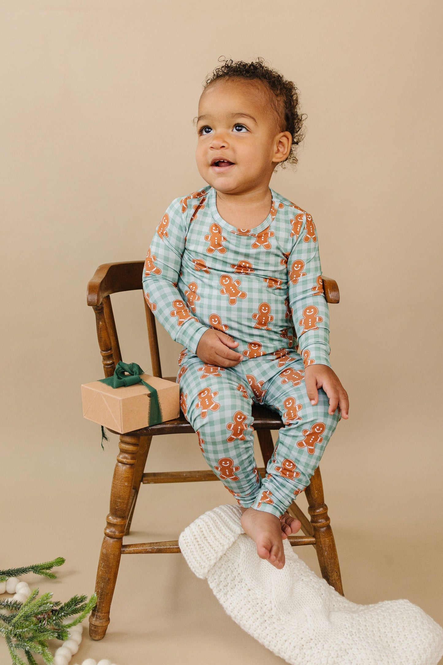 gingerbread gingham bamboo pajamas // LONG-SLEEVE TWO-PIECE SET