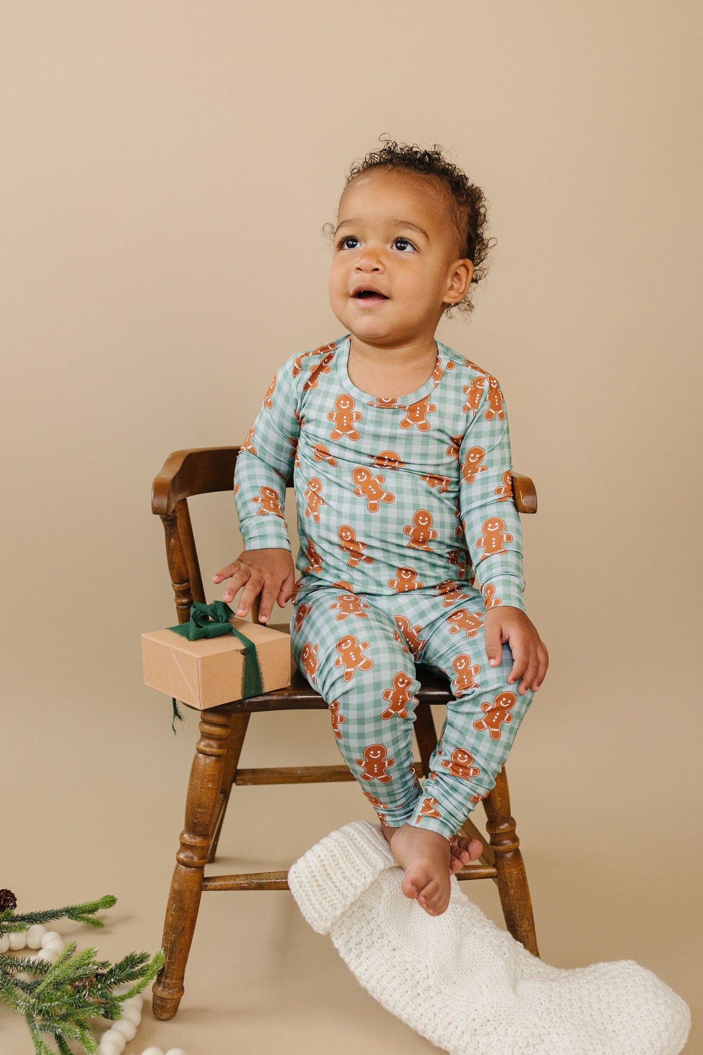 gingerbread gingham bamboo pajamas // LONG-SLEEVE TWO-PIECE SET
