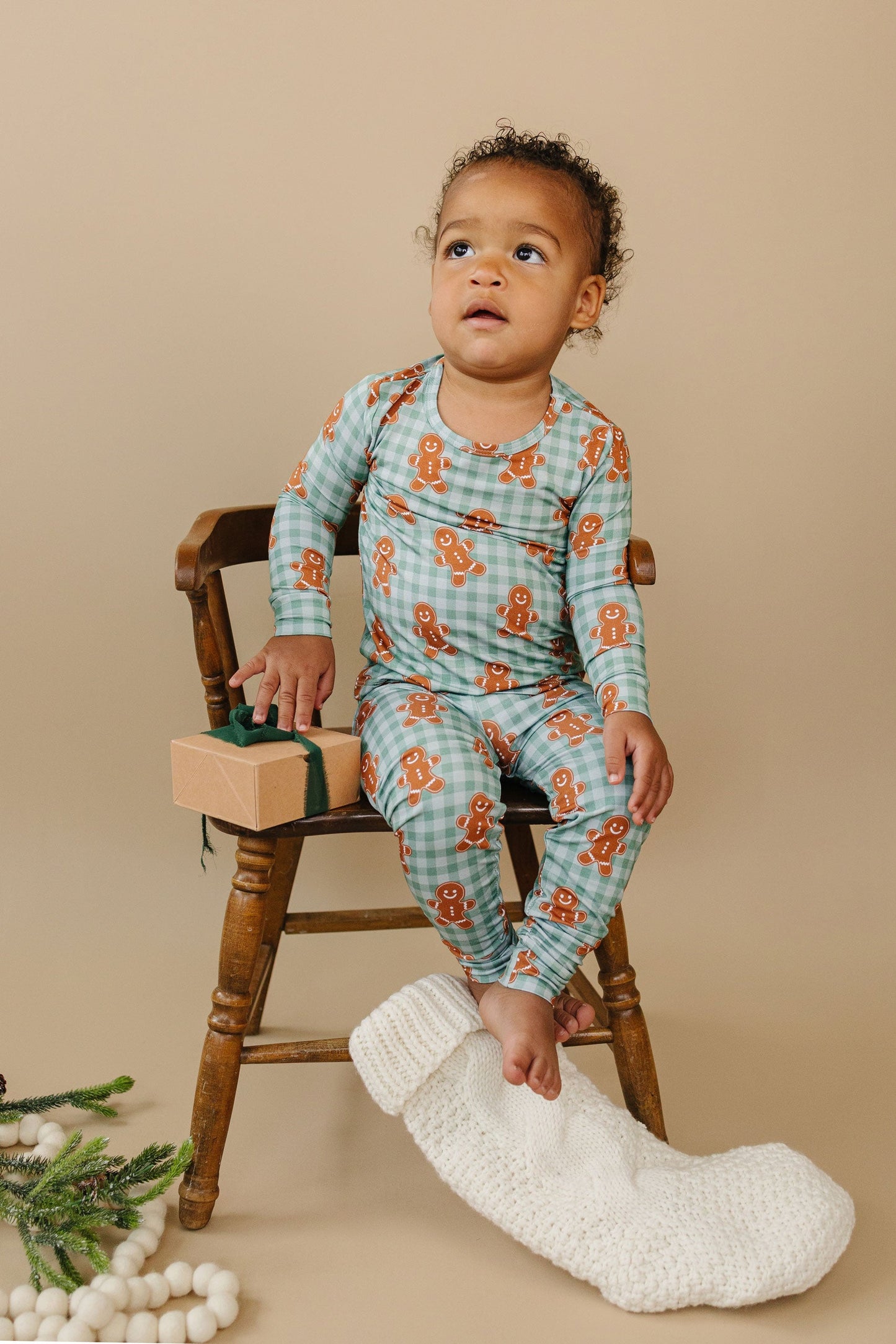 gingerbread gingham bamboo pajamas // LONG-SLEEVE TWO-PIECE SET