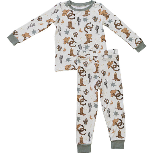 cowboy ribbed bamboo pajamas // LONG-SLEEVE TWO-PIECE SET
