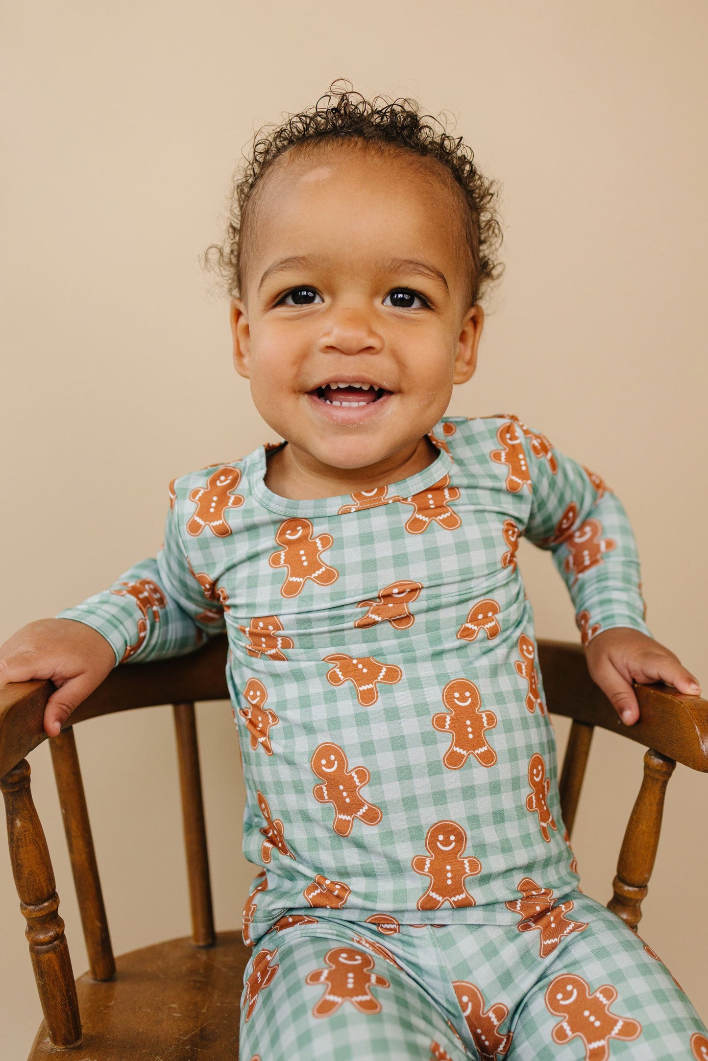 gingerbread gingham bamboo pajamas // LONG-SLEEVE TWO-PIECE SET