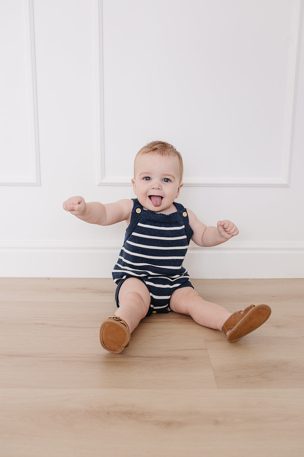 nautical stripe knit bubble romper