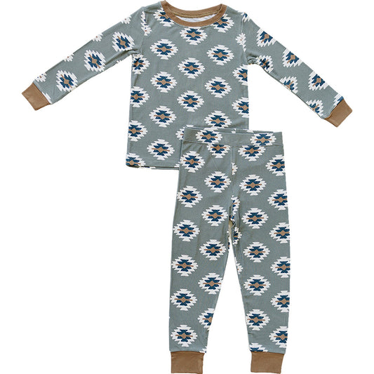 southwest aztec ribbed bamboo pajamas // LONG-SLEEVE TWO-PIECE SET