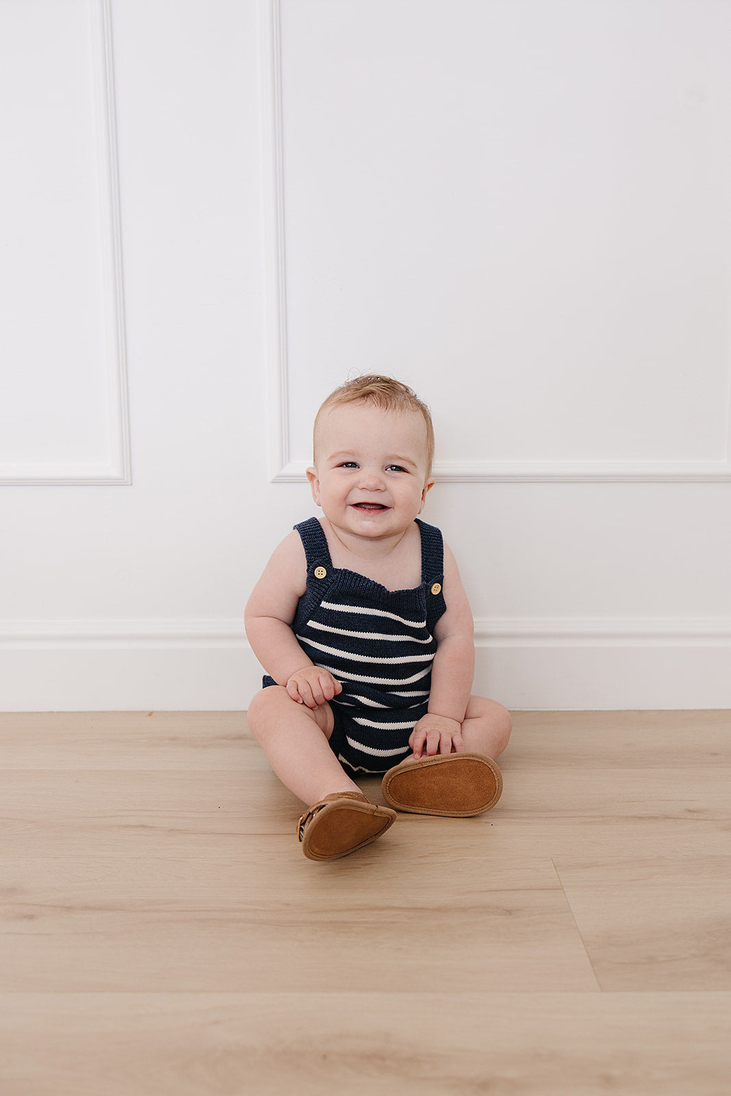 nautical stripe knit bubble romper