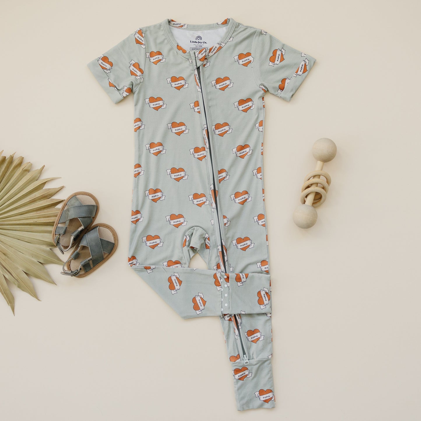 mama tattoo hearts bamboo pajamas // SHORT-SLEEVE ZIPPY