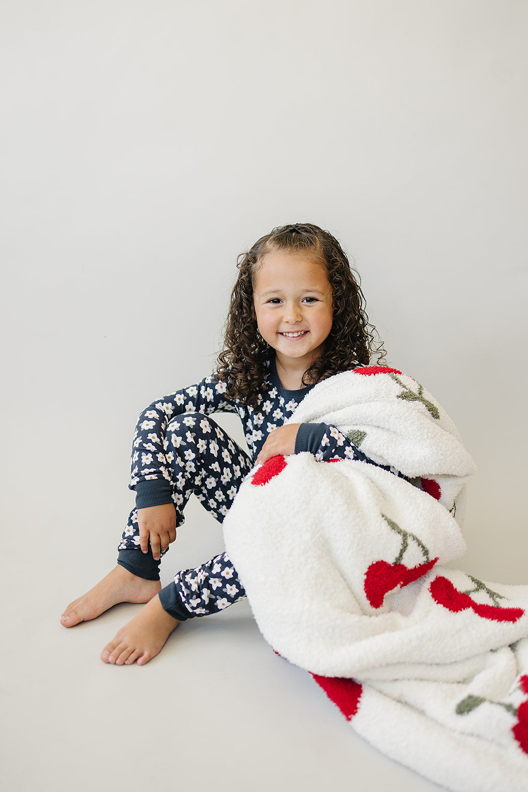 navy daisy ribbed bamboo pajamas // LONG-SLEEVE TWO-PIECE SET