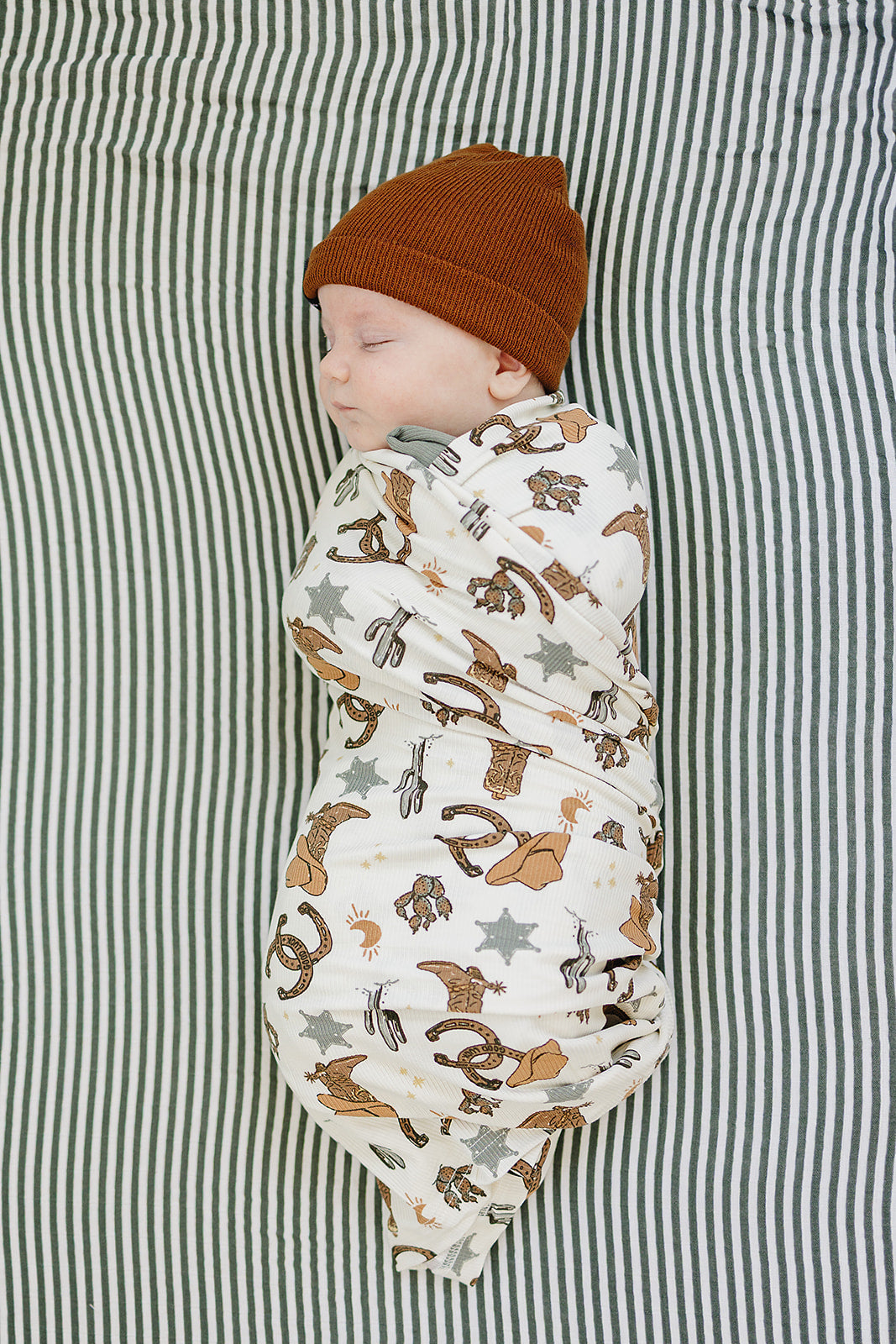ribbed bamboo stretch swaddle // cowboy