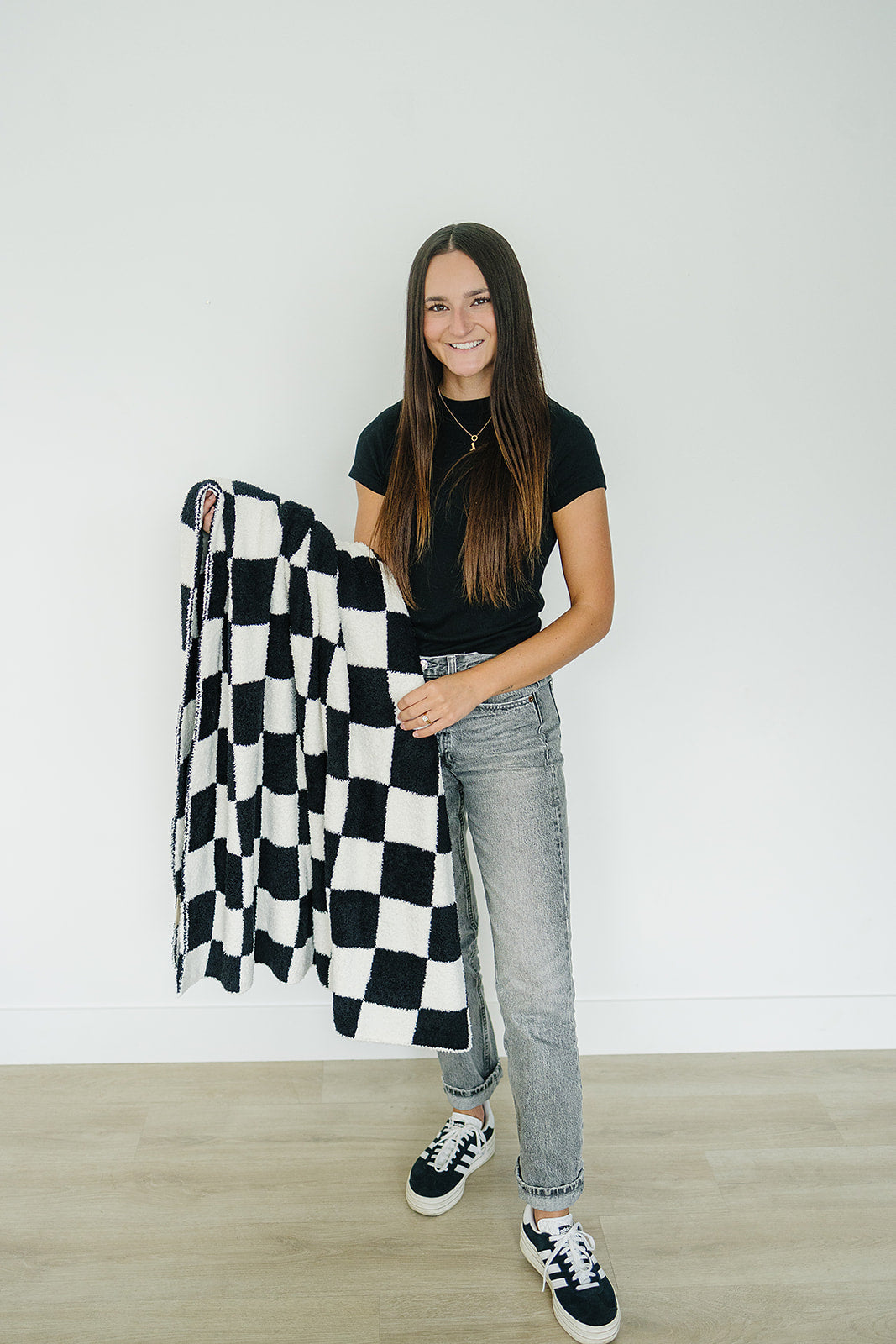 plush blanket // black + white checkered