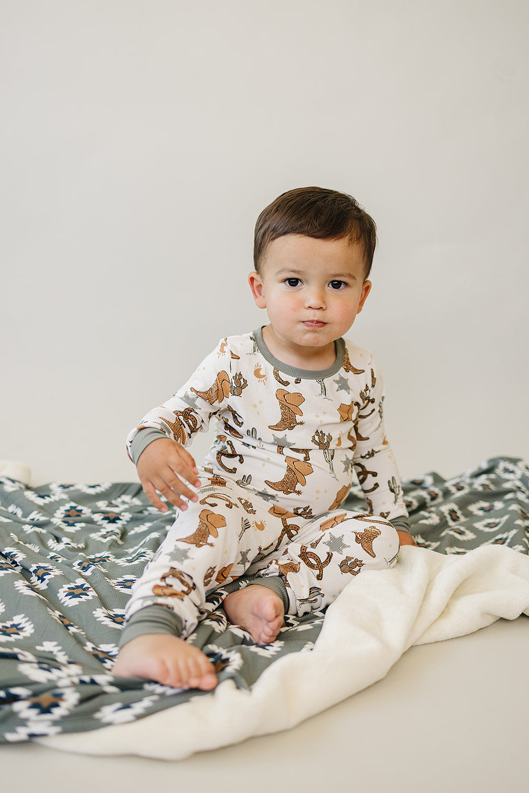 cowboy ribbed bamboo pajamas // LONG-SLEEVE TWO-PIECE SET
