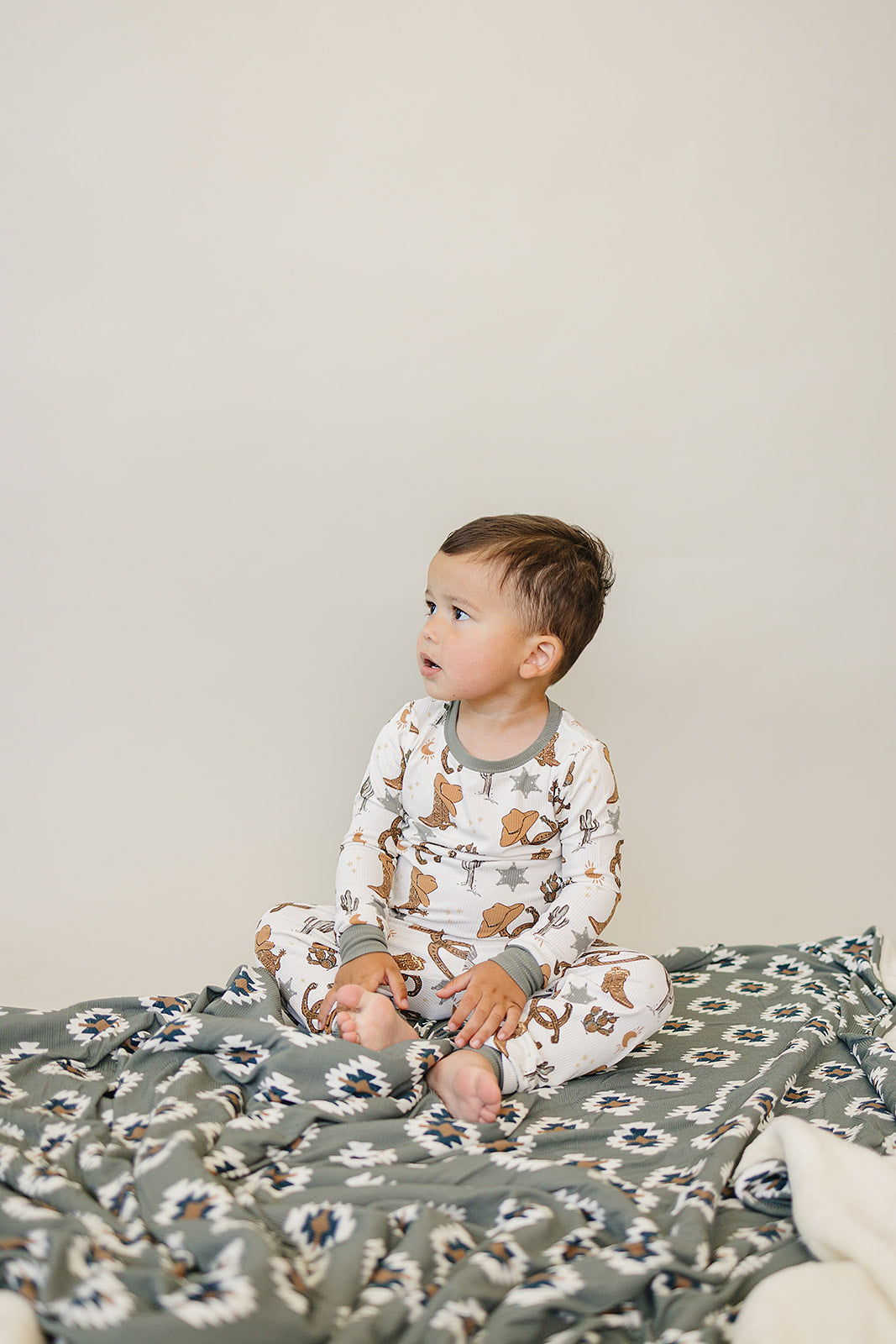cowboy ribbed bamboo pajamas // LONG-SLEEVE TWO-PIECE SET
